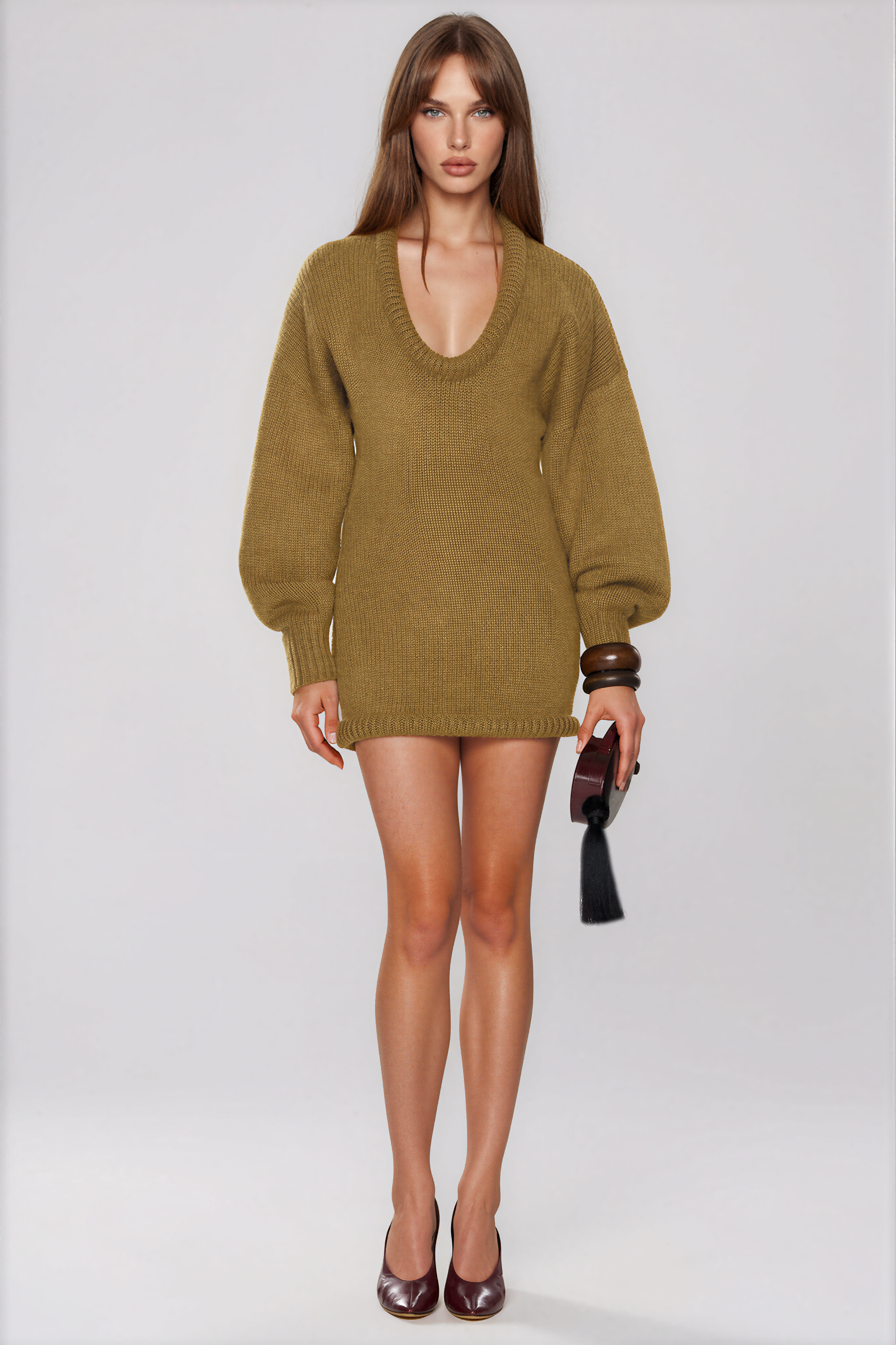 Kiara Balloon Sleeve Knit Mini Dress