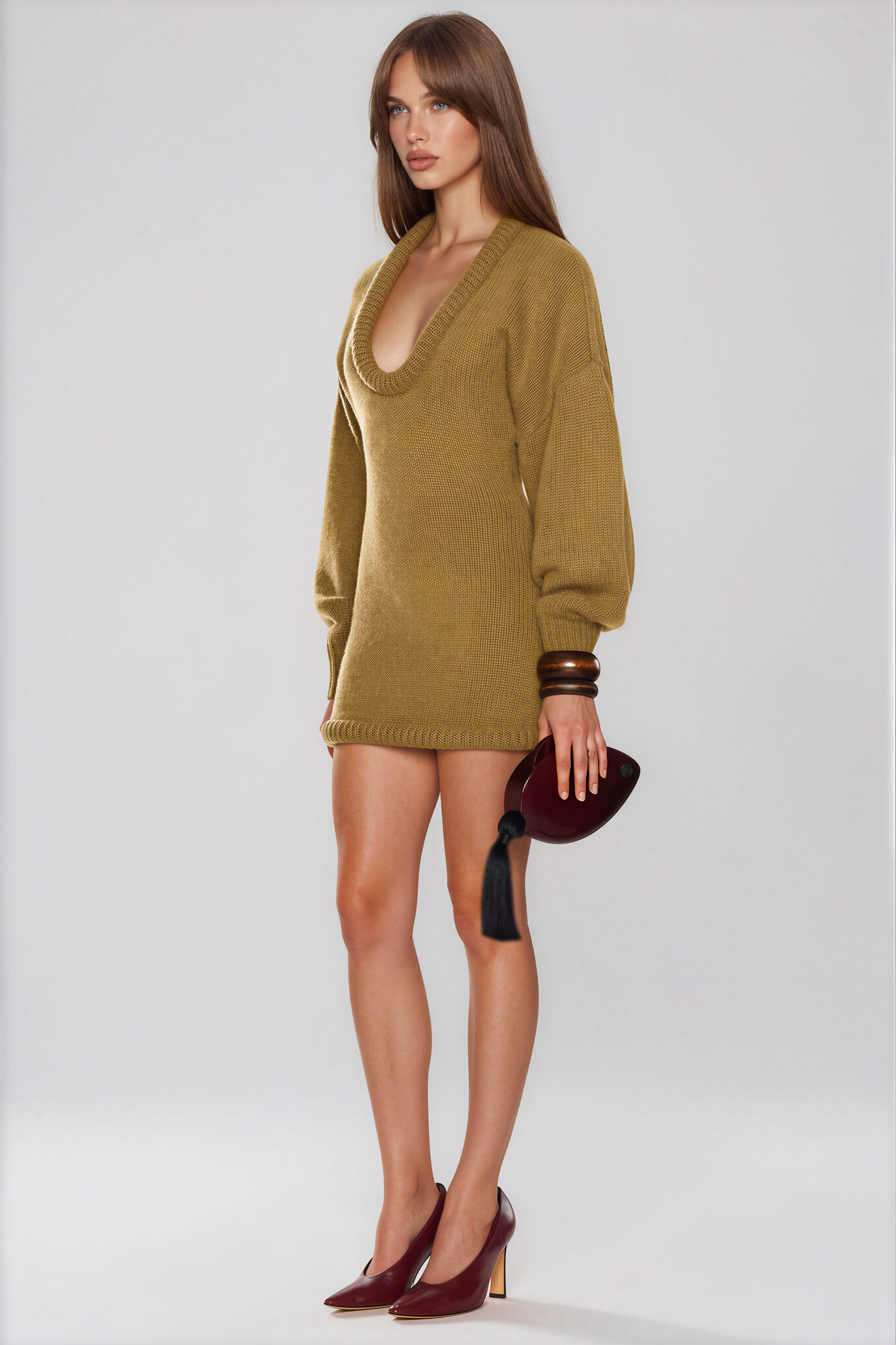 Kiara Balloon Sleeve Knit Mini Dress