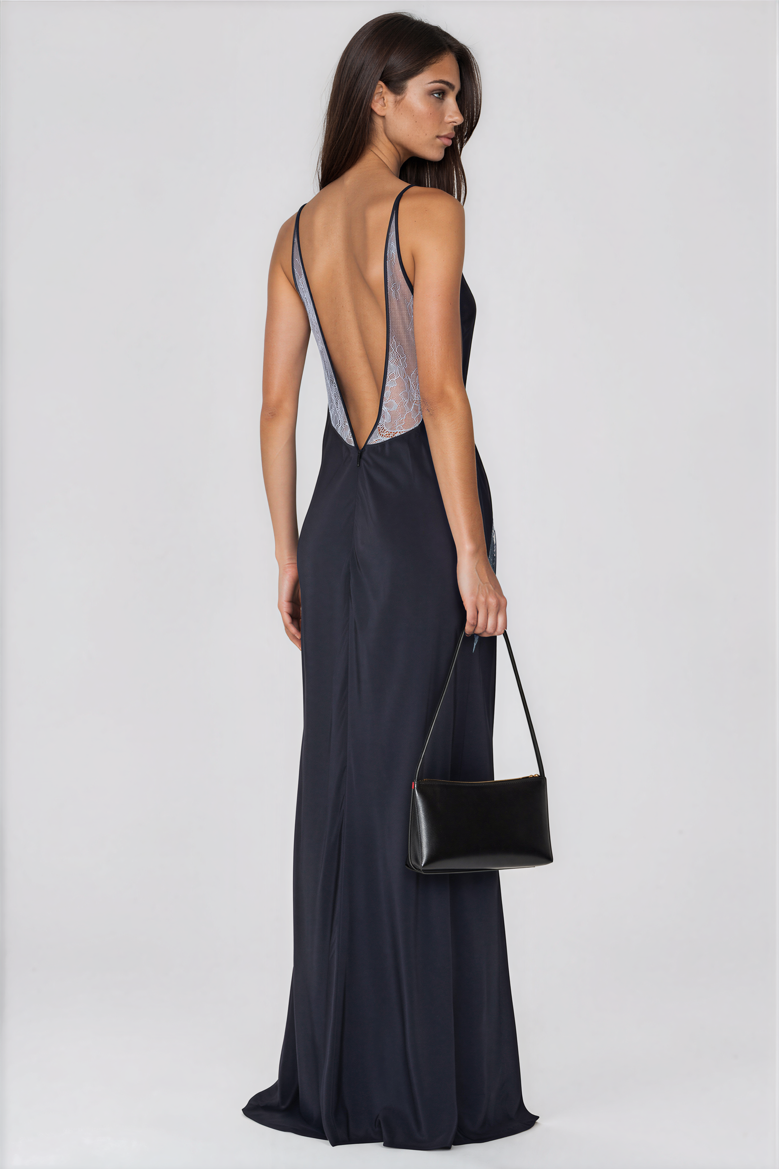 Kiele Spaghetti Lace Satin Maxi Dress