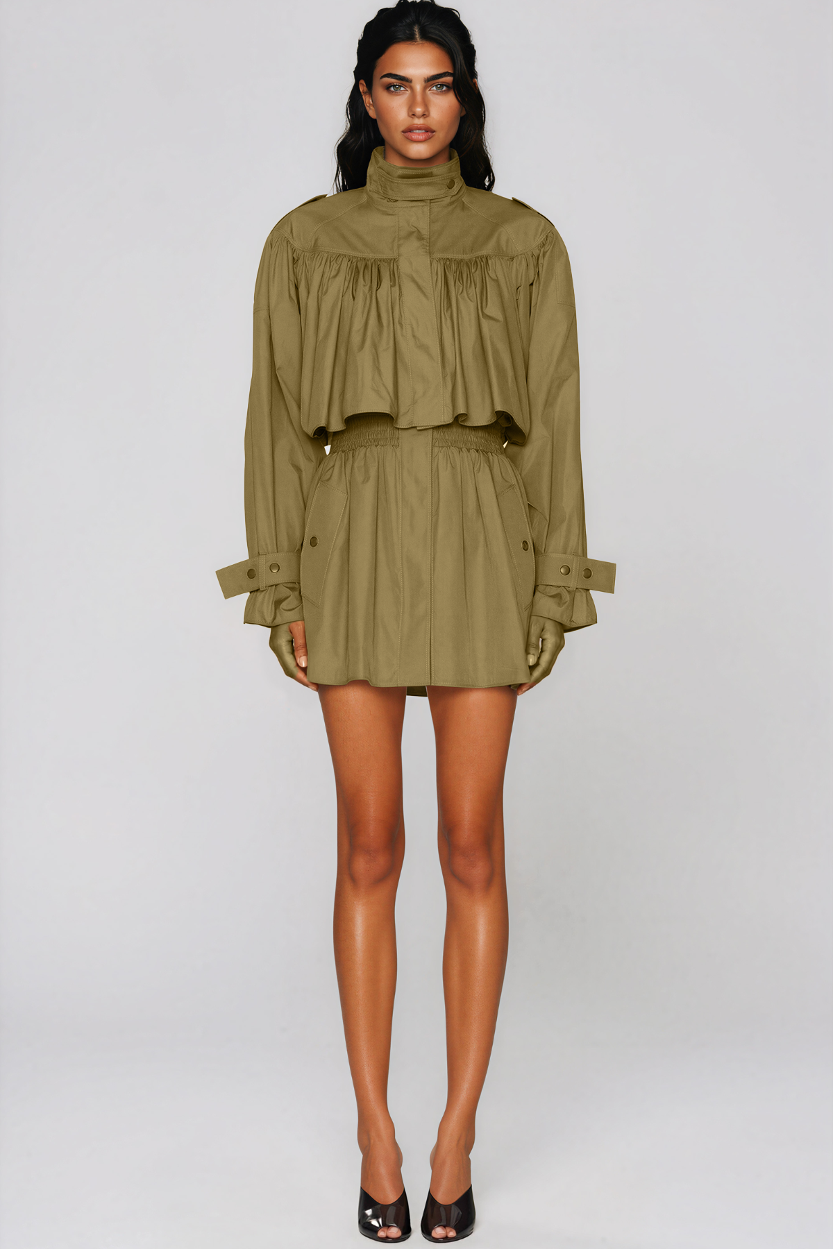 Kiersten High Neck Shawl Mini Dress