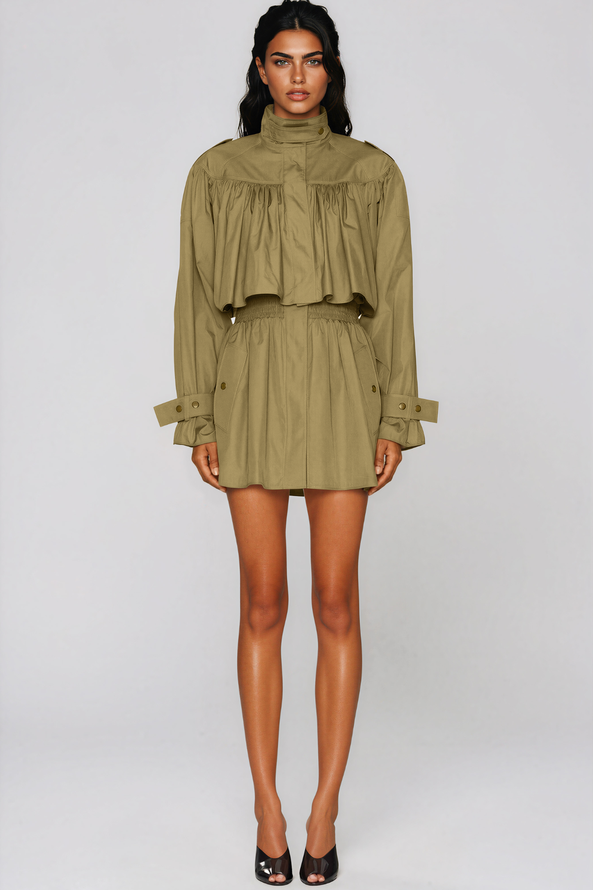Kiersten High Neck Shawl Mini Dress