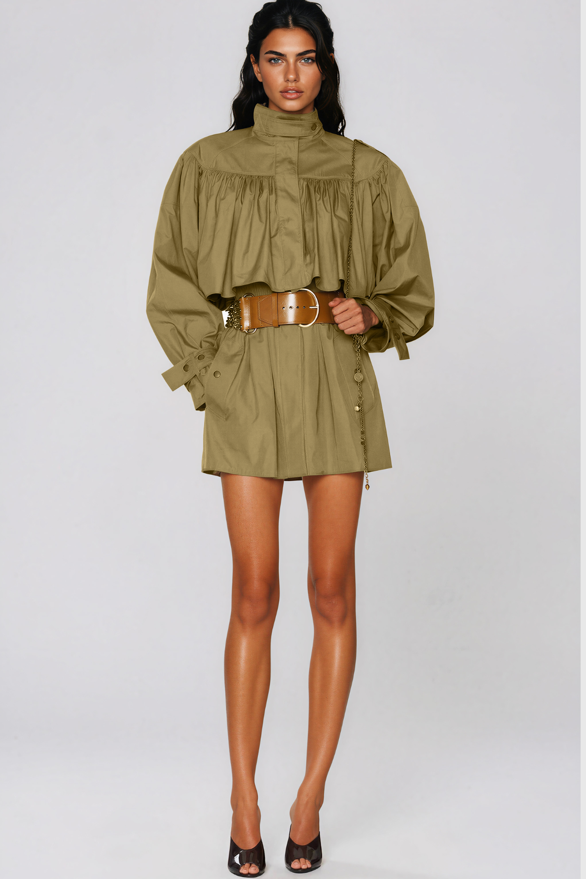 Kiersten High Neck Shawl Mini Dress