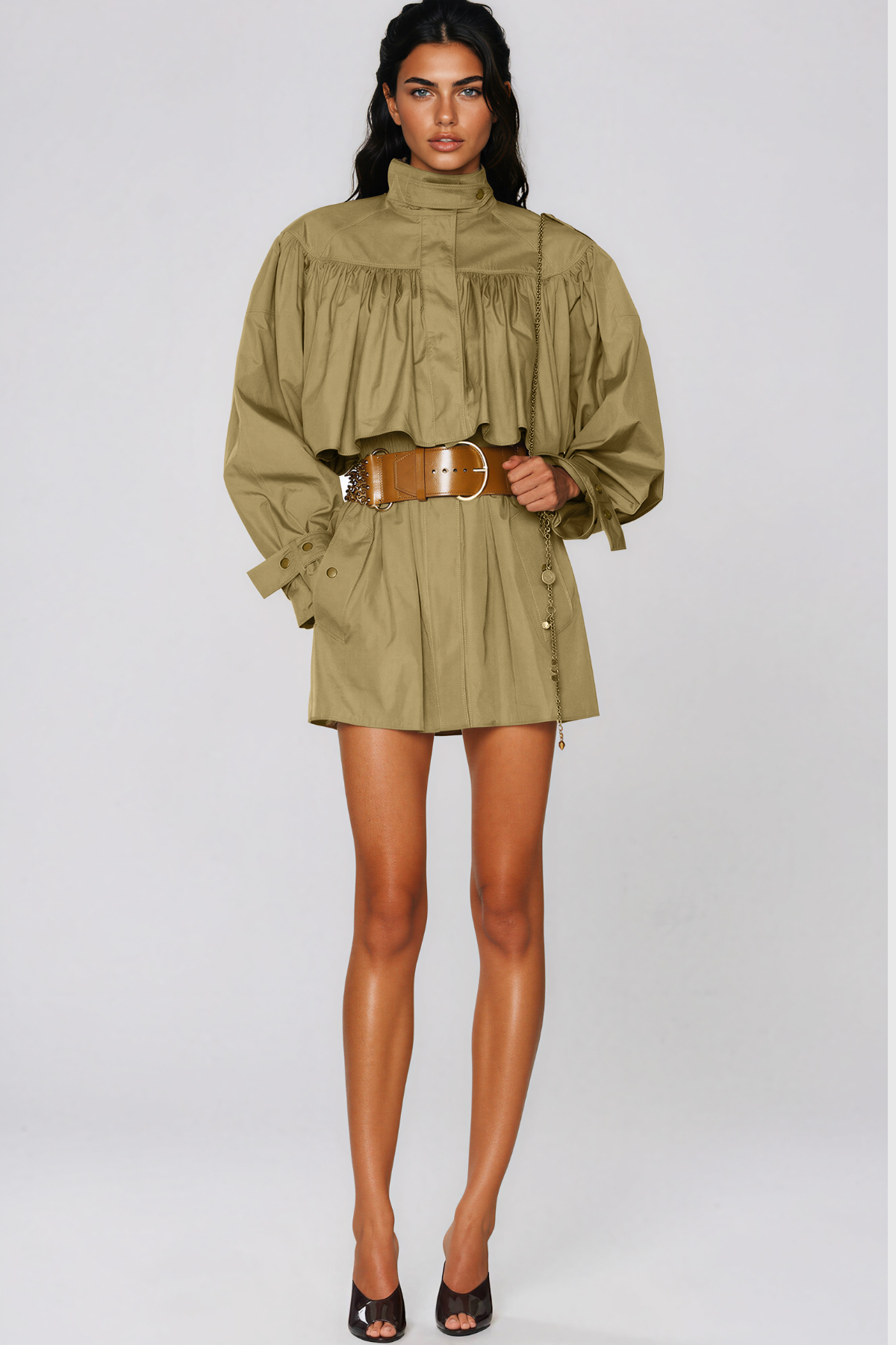 Kiersten High Neck Shawl Mini Dress