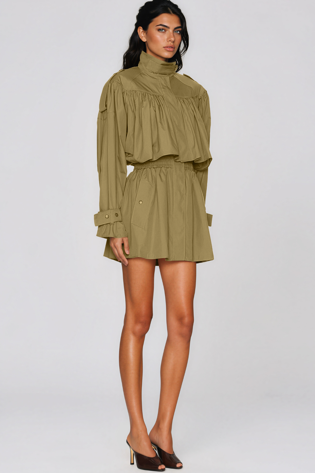 Kiersten High Neck Shawl Mini Dress