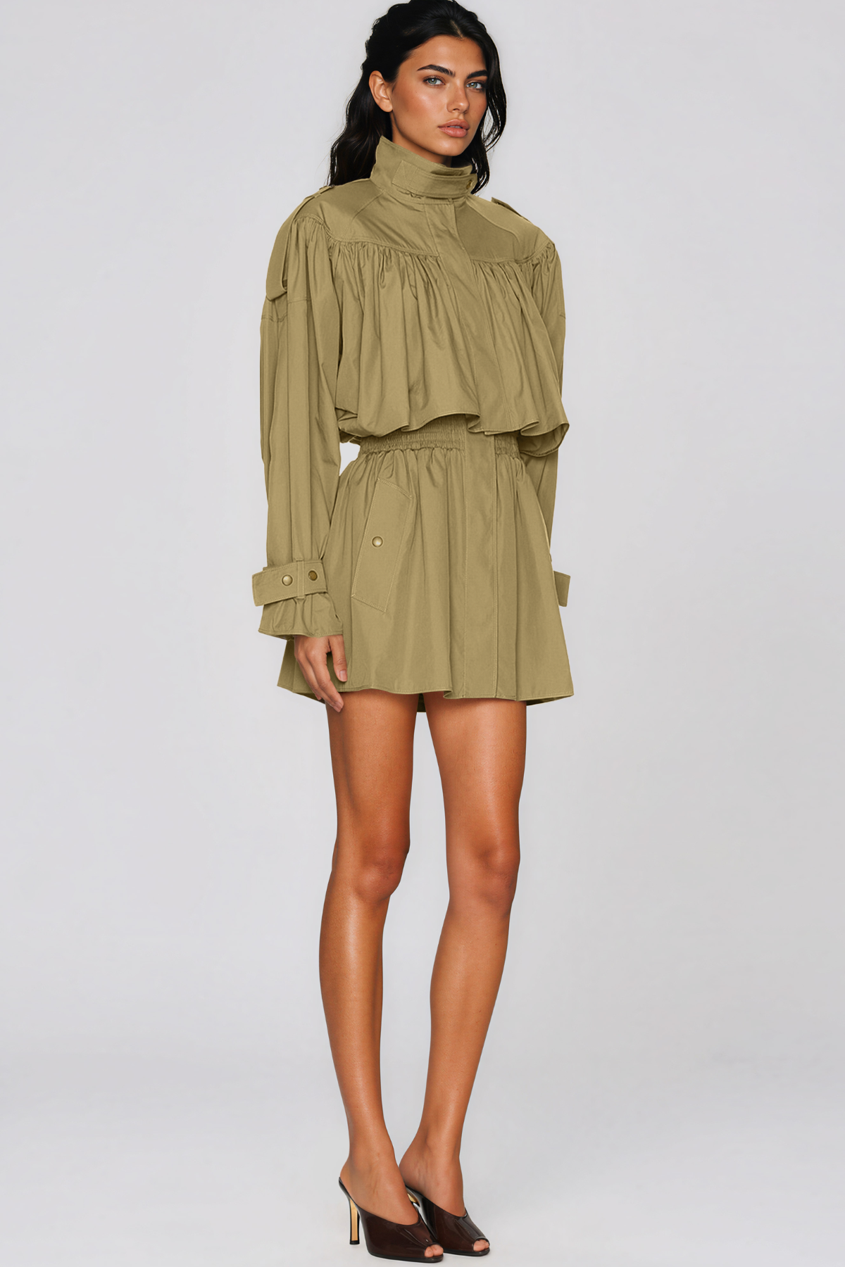 Kiersten High Neck Shawl Mini Dress
