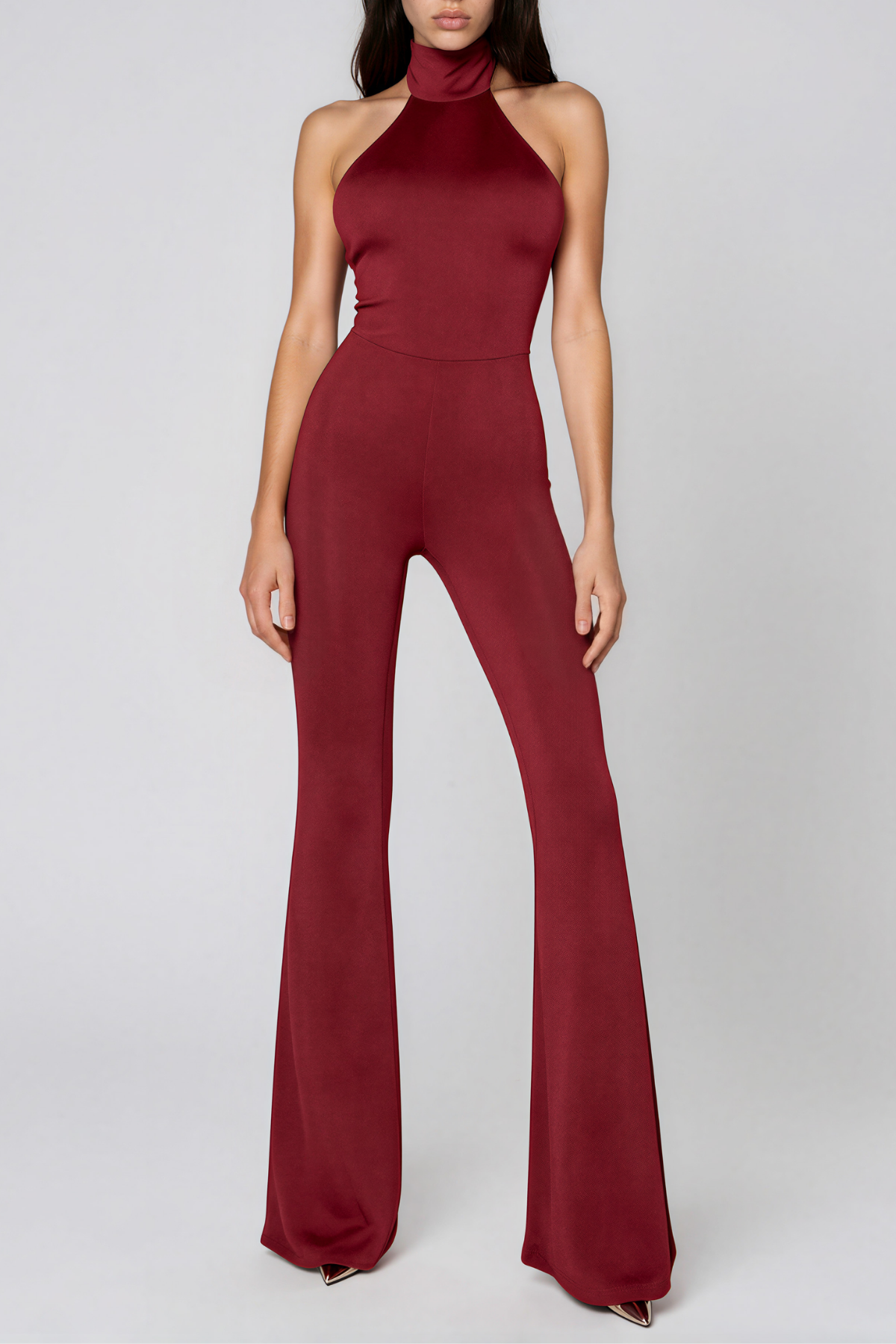 Kieu Halter Neck Satin Jumpsuit