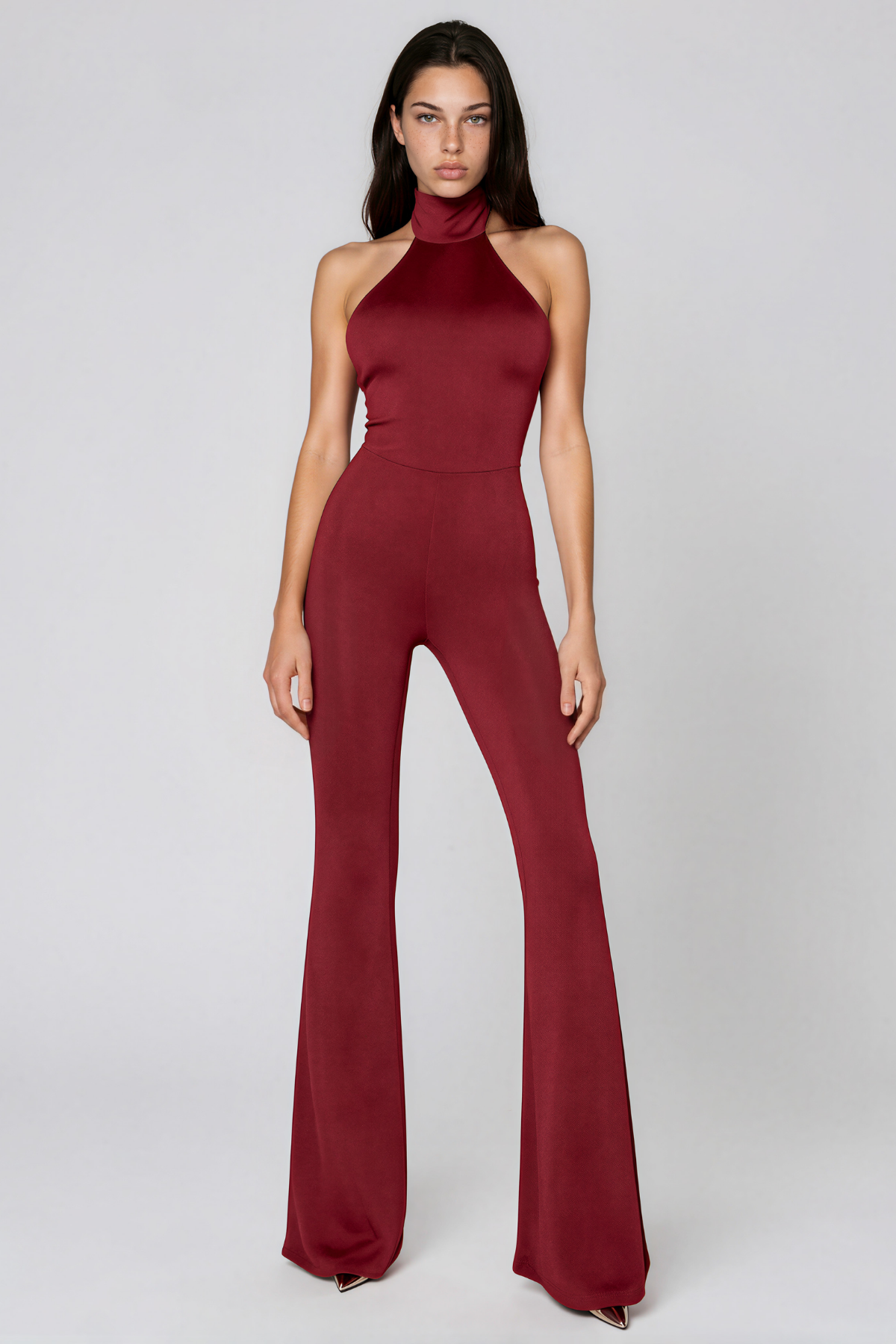 Kieu Halter Neck Satin Jumpsuit