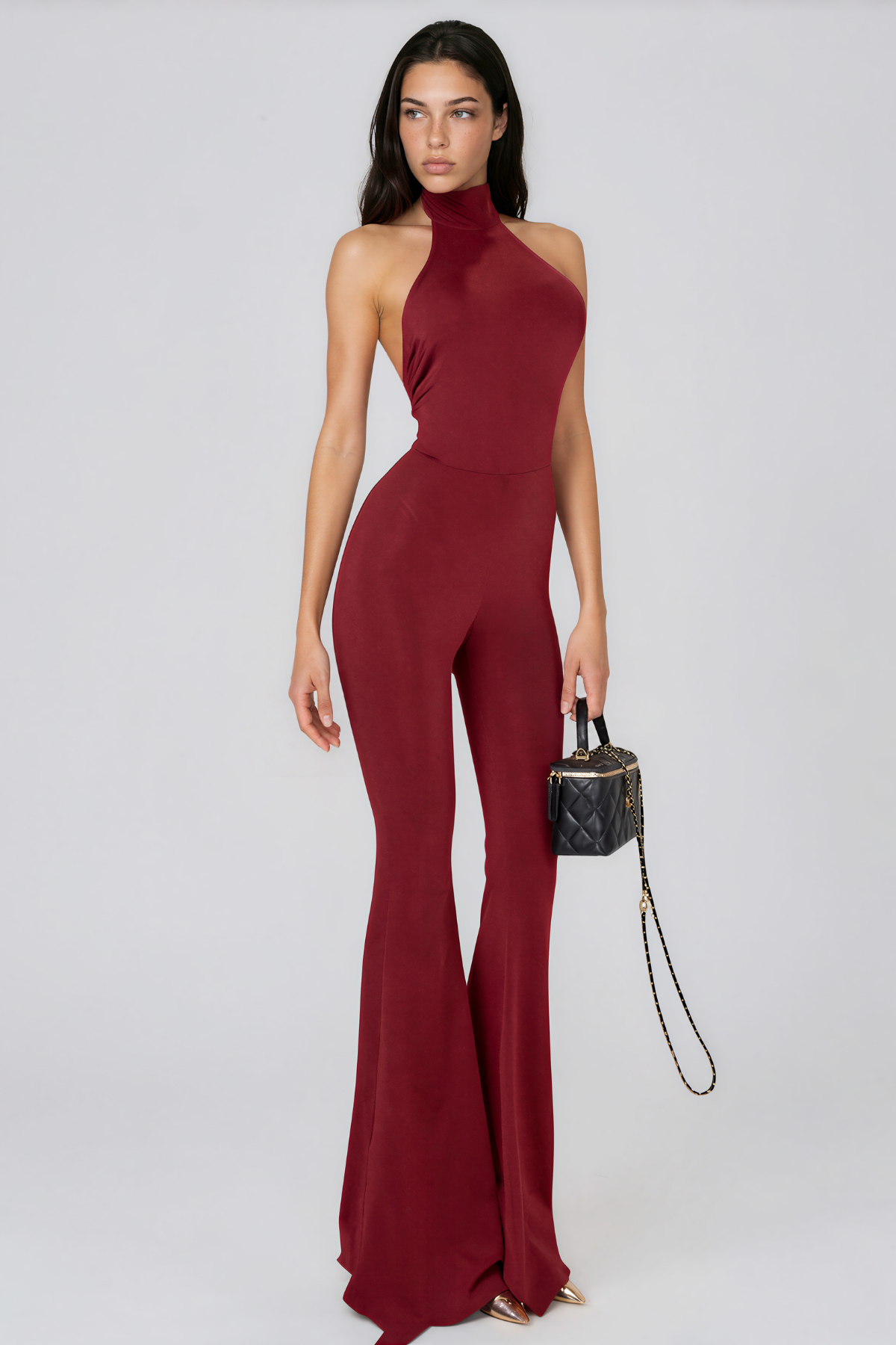 Kieu Halter Neck Satin Jumpsuit