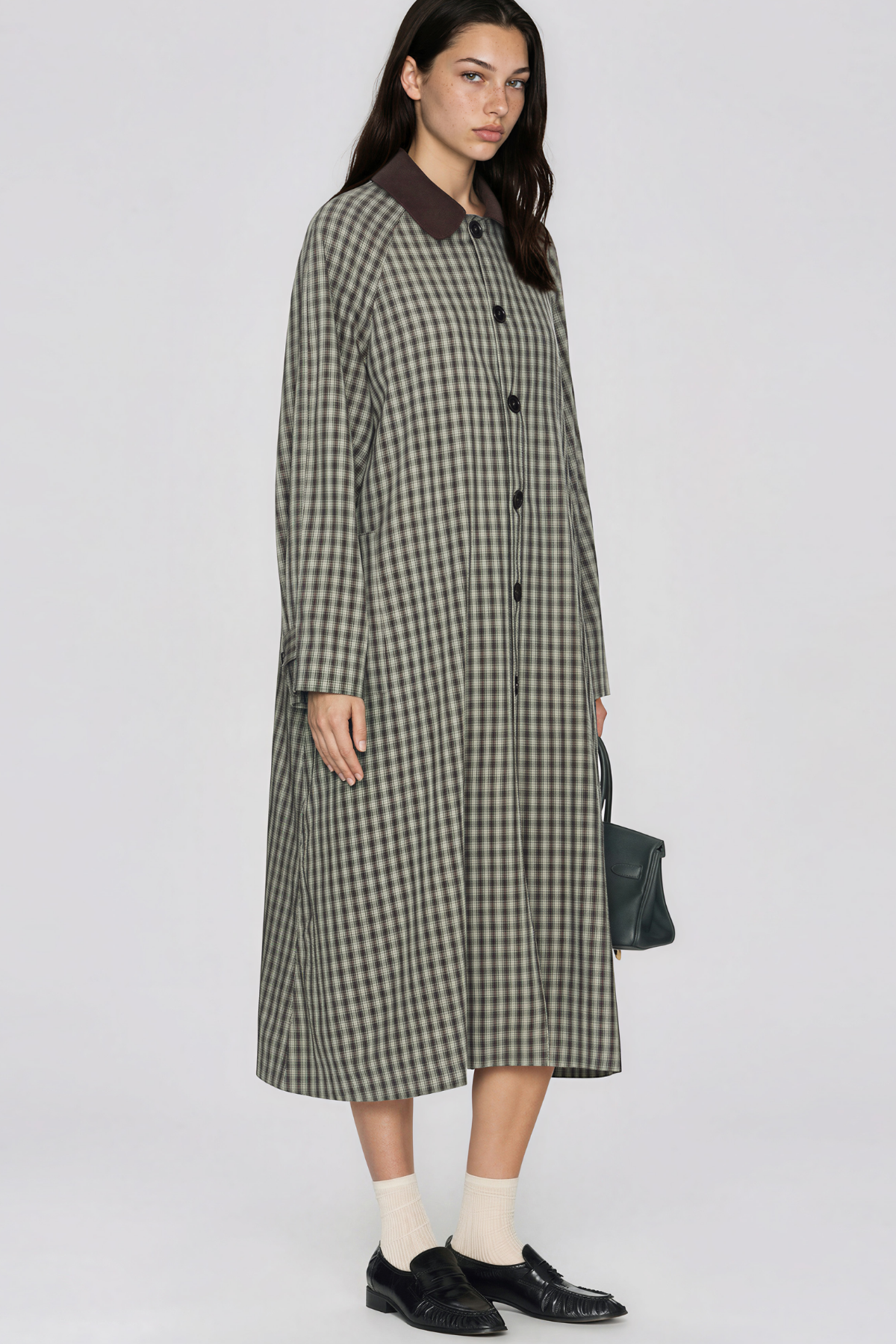 Kieve Long Sleeve Grid Midi Dress