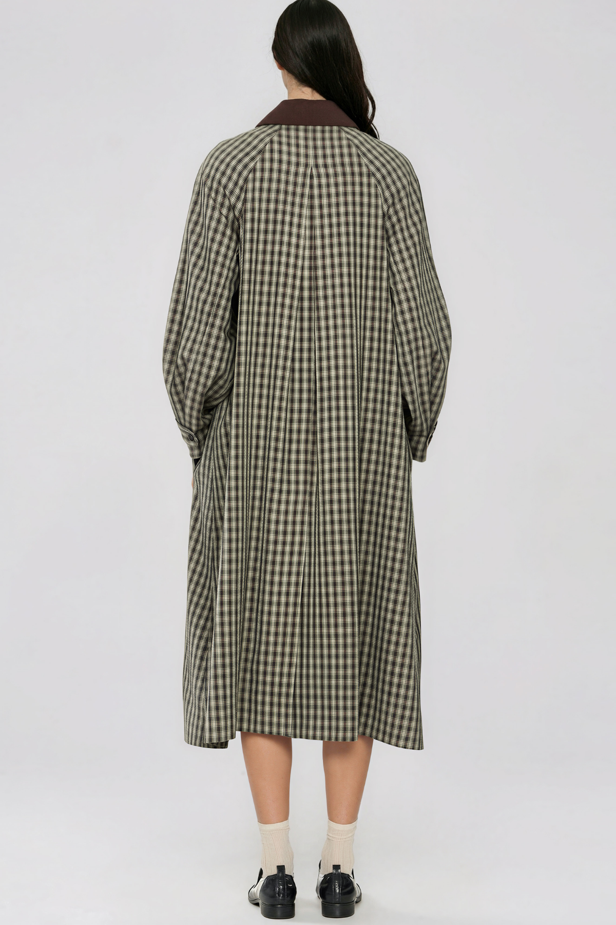 Kieve Long Sleeve Grid Midi Dress