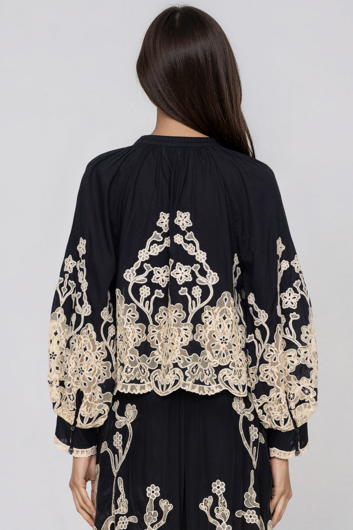 Kikilia Tie Up Embroidered Top