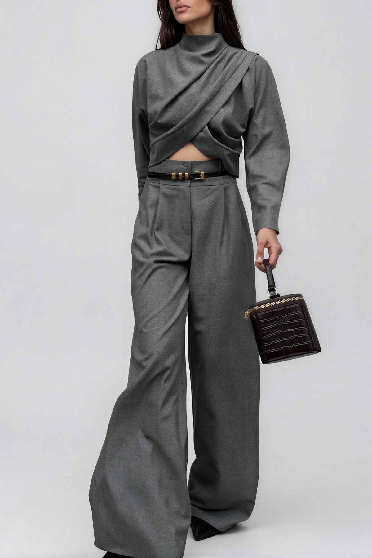 Kikuko High Neck Ruch Pants Set