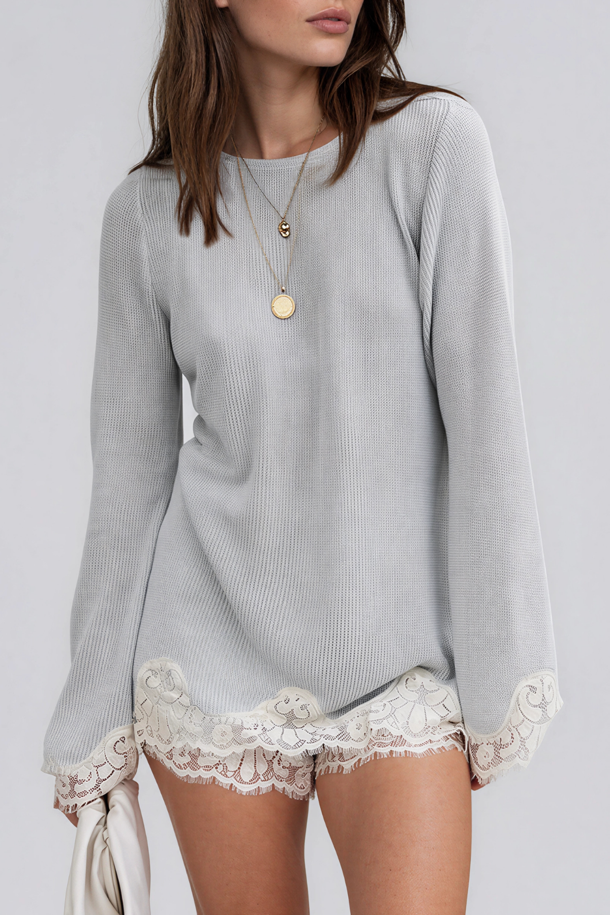 Kikuyo Knit Lace Shorts Set