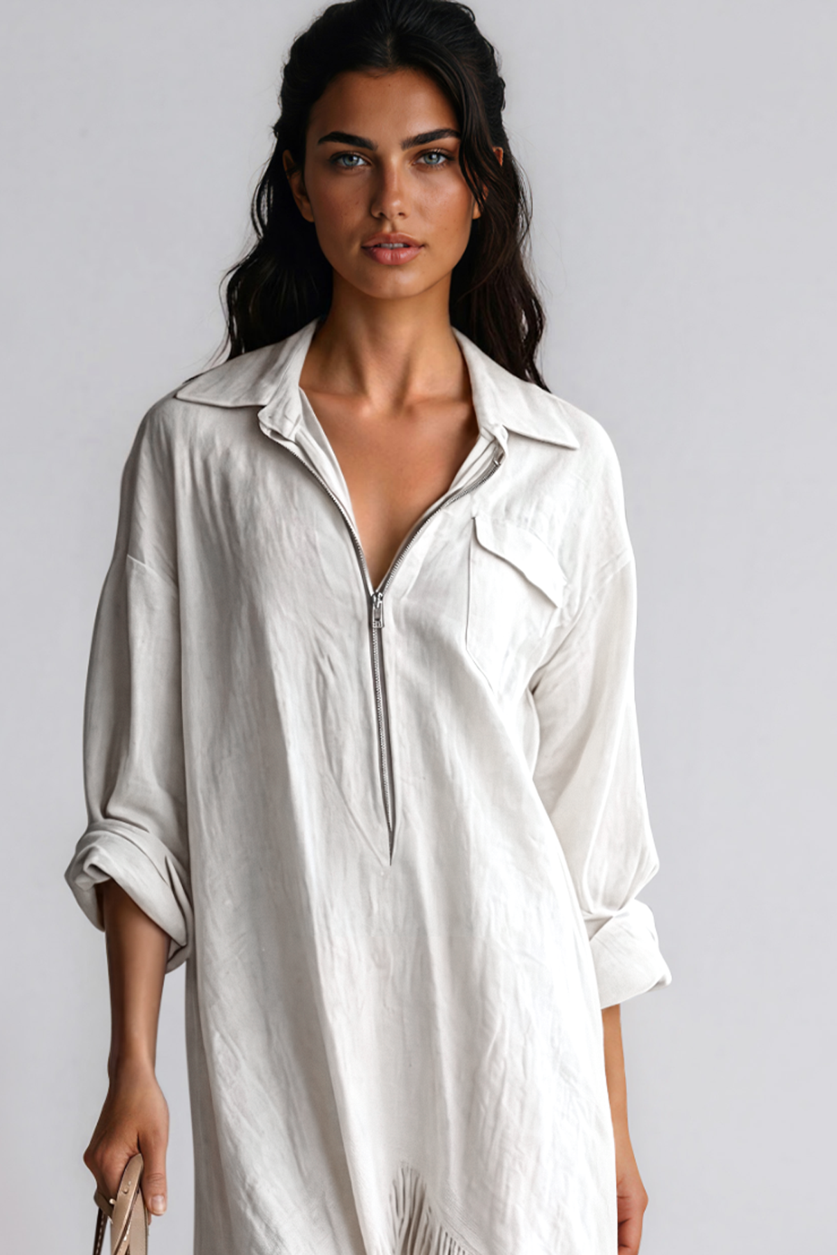 Kimani Asymmetric Fringe Midi Dress