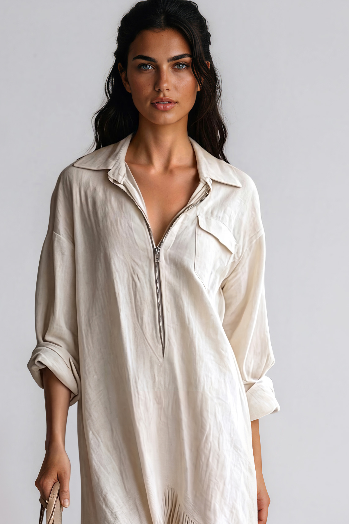 Kimani Asymmetric Fringe Midi Dress