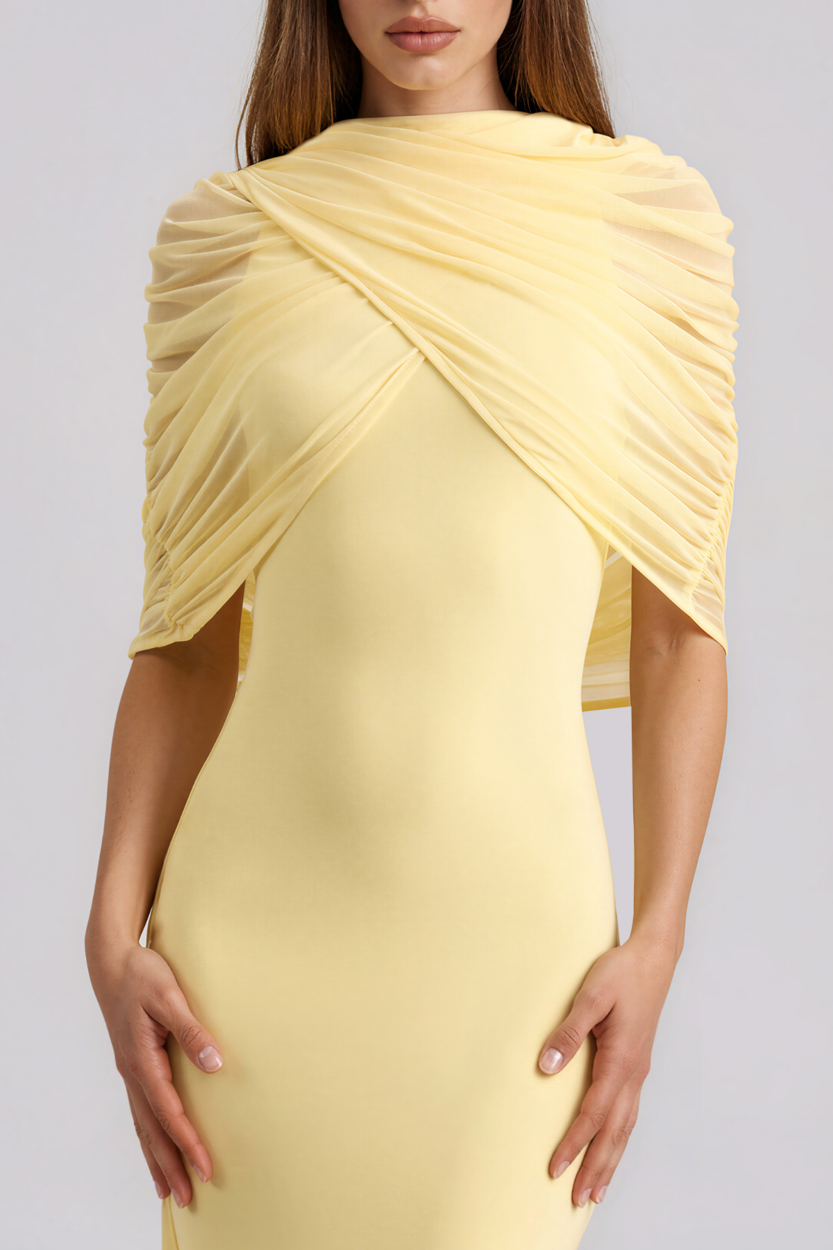 Kimiko Shawl Ruch Maxi Dress