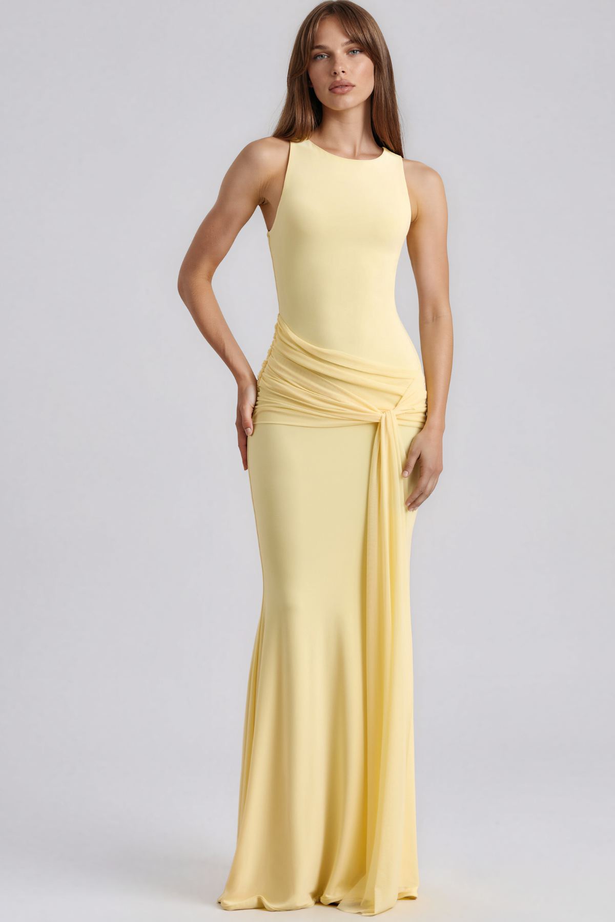 Kimiko Shawl Ruch Maxi Dress