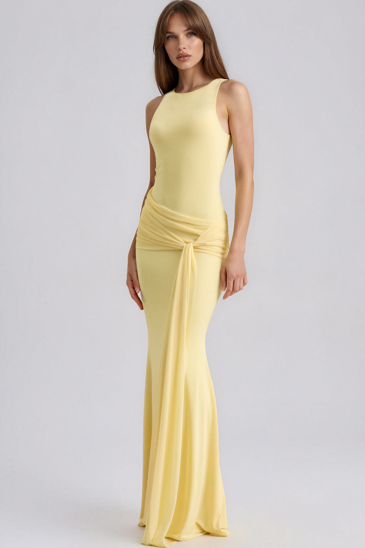 Kimiko Shawl Ruch Maxi Dress