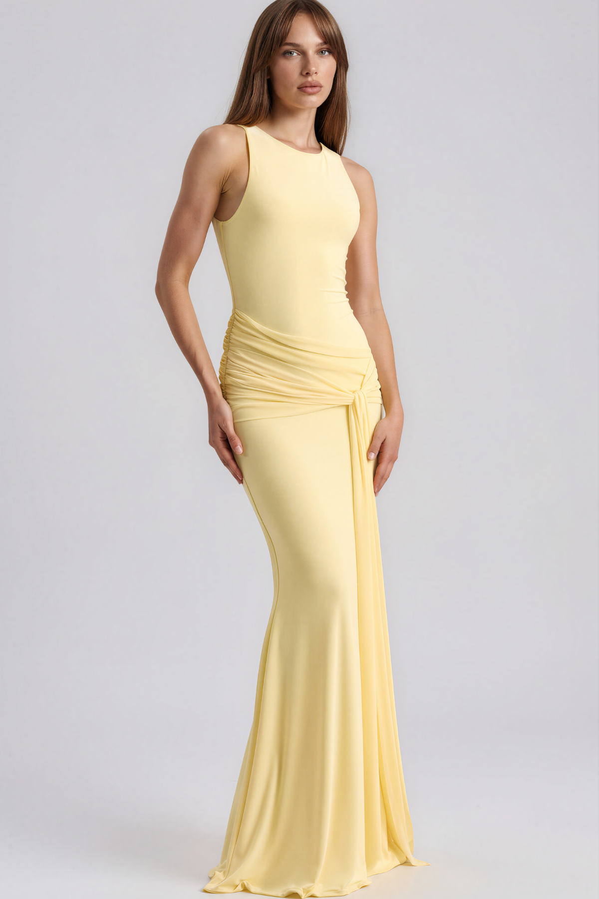 Kimiko Shawl Ruch Maxi Dress