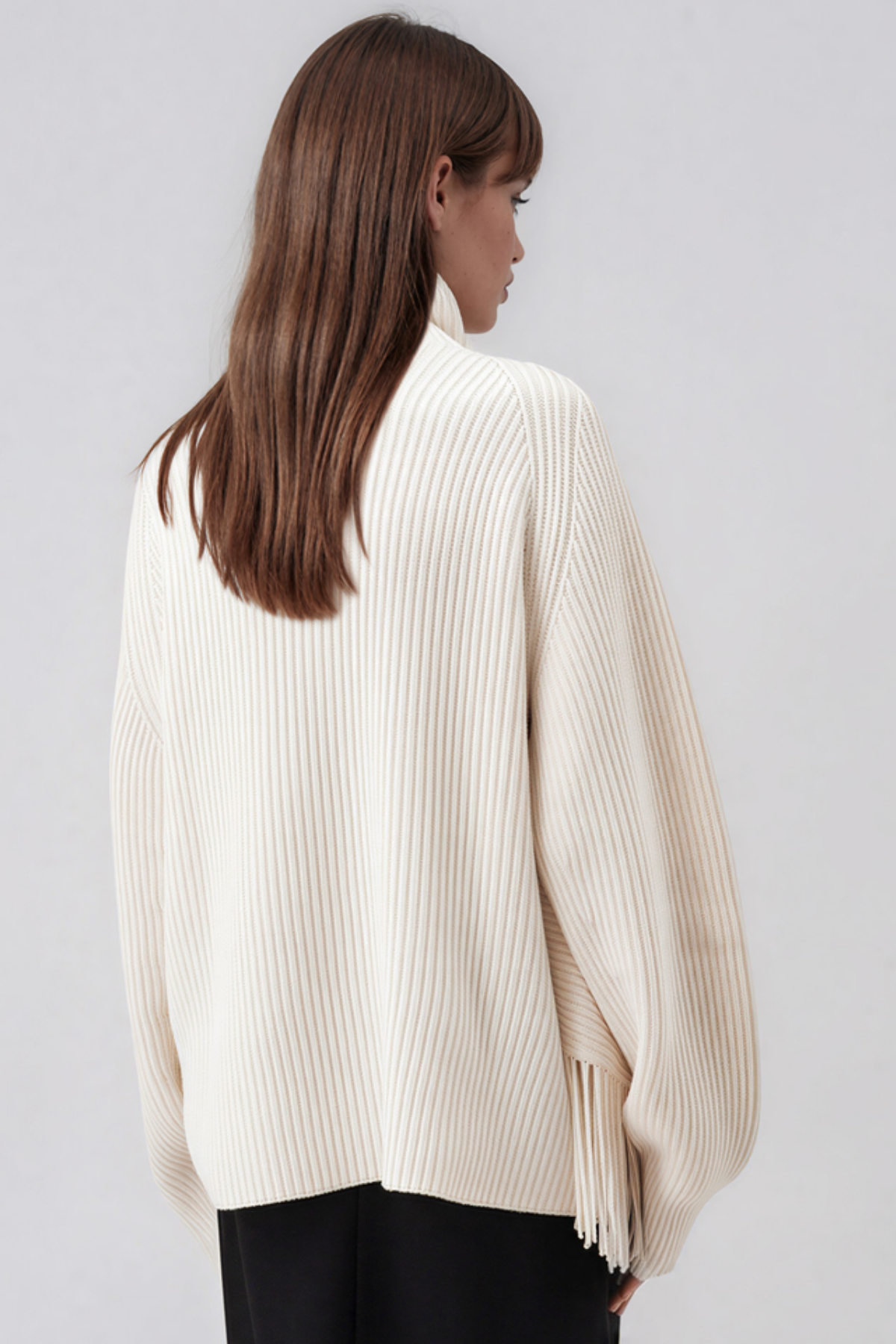 Kimimela High Neck Fringe Knit Top