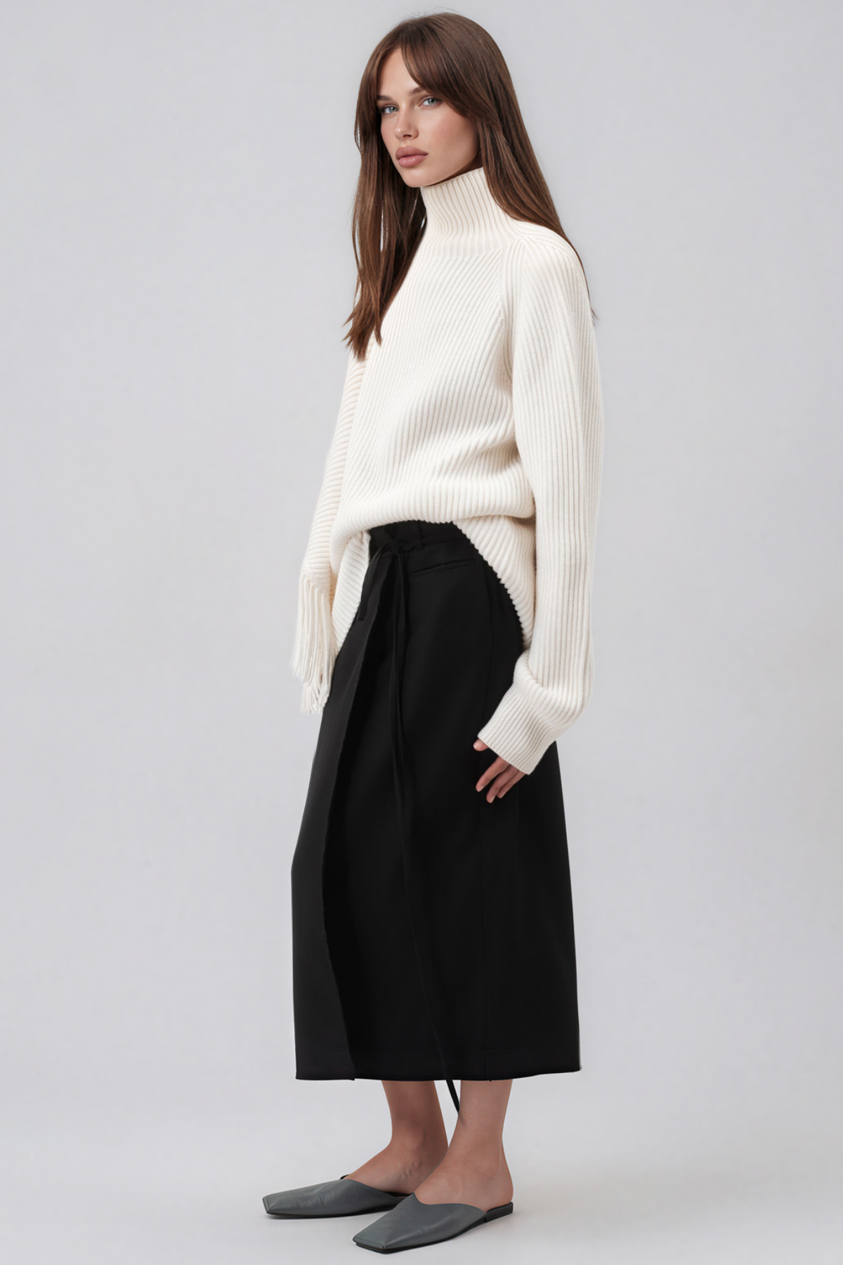 Kimimela High Neck Fringe Knit Top