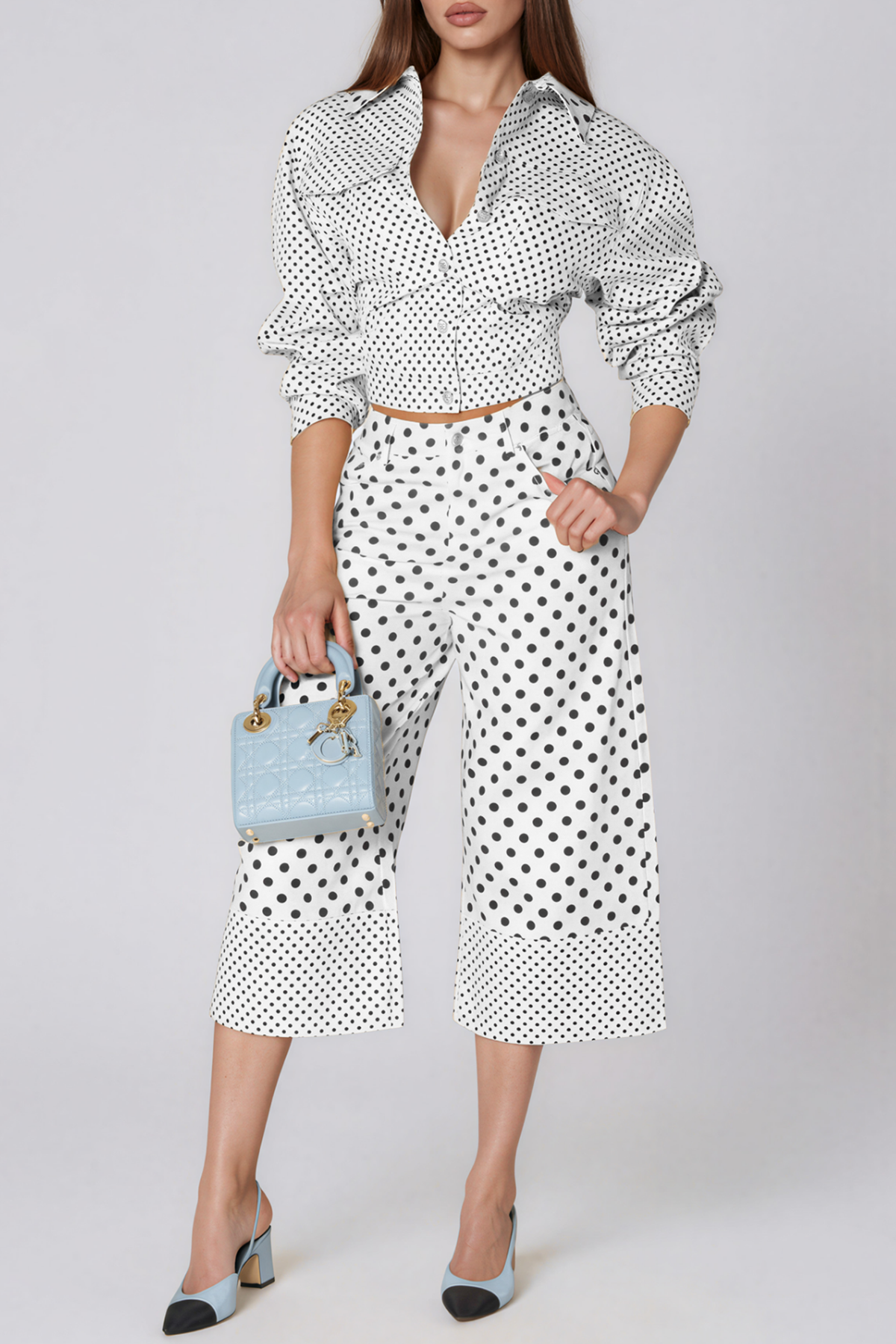Kimmy Long Sleeve Dot Pants Set