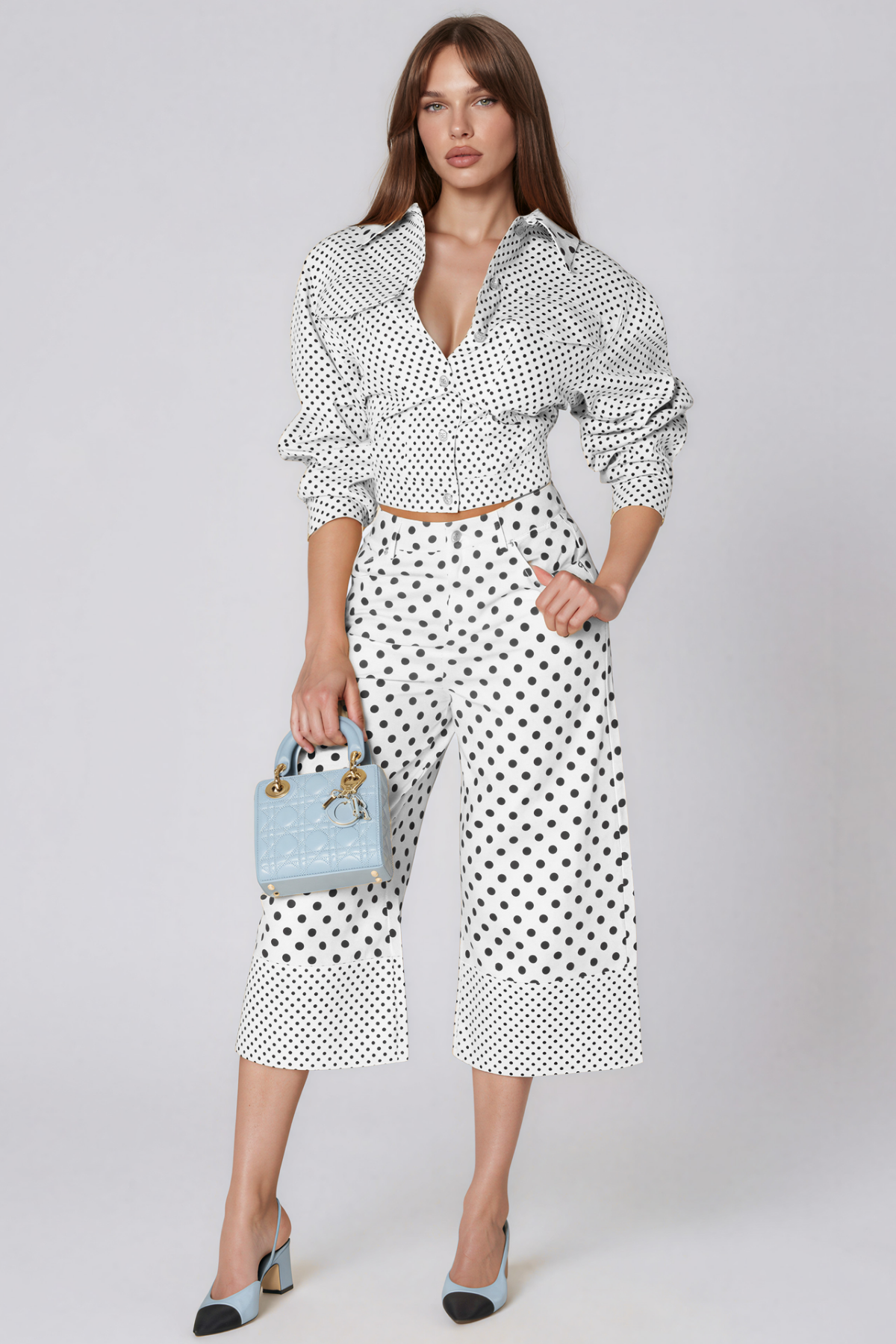 Kimmy Long Sleeve Dot Pants Set