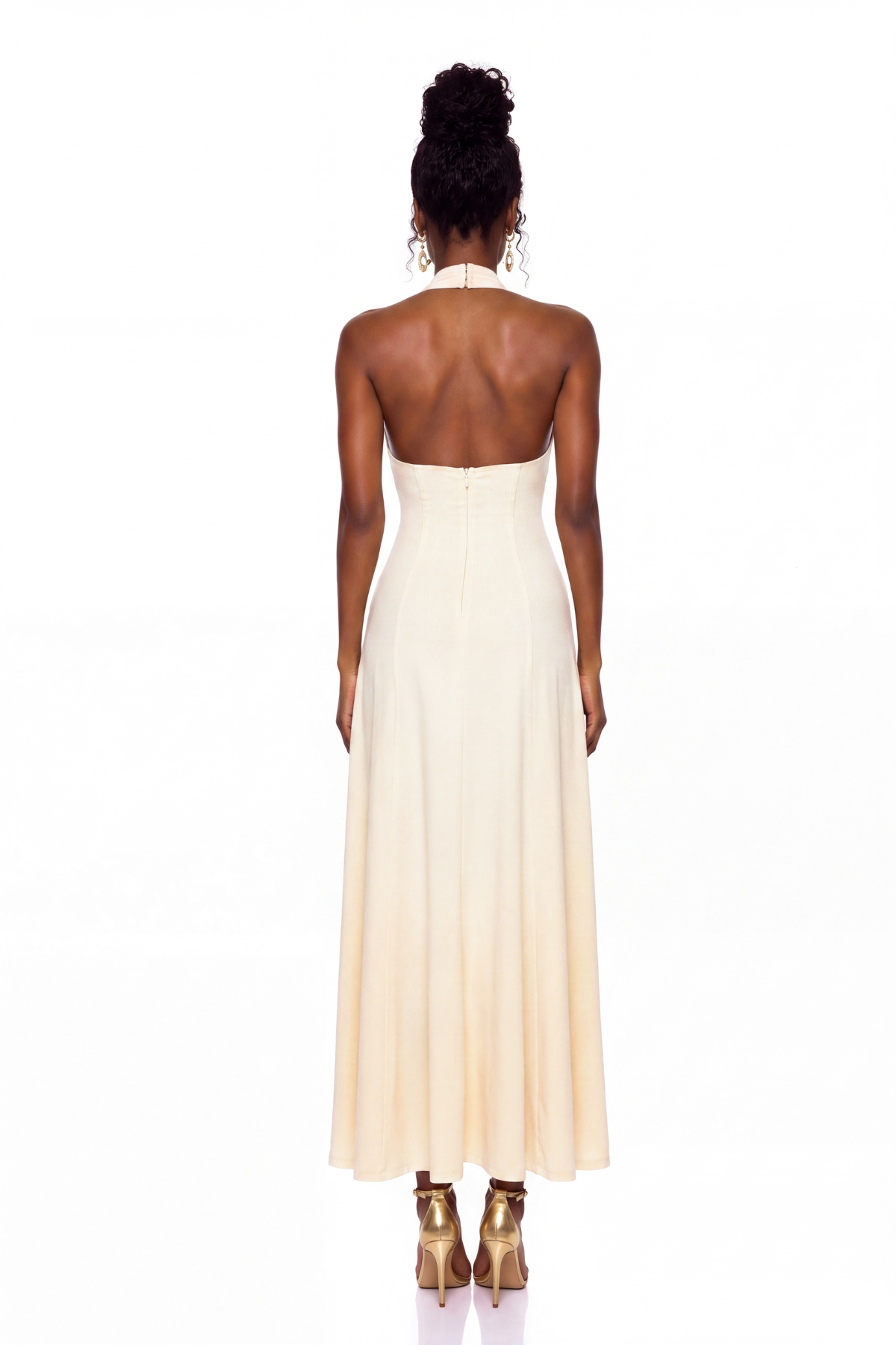 Kimothy Halter Neck Cutout Lace Maxi Dress