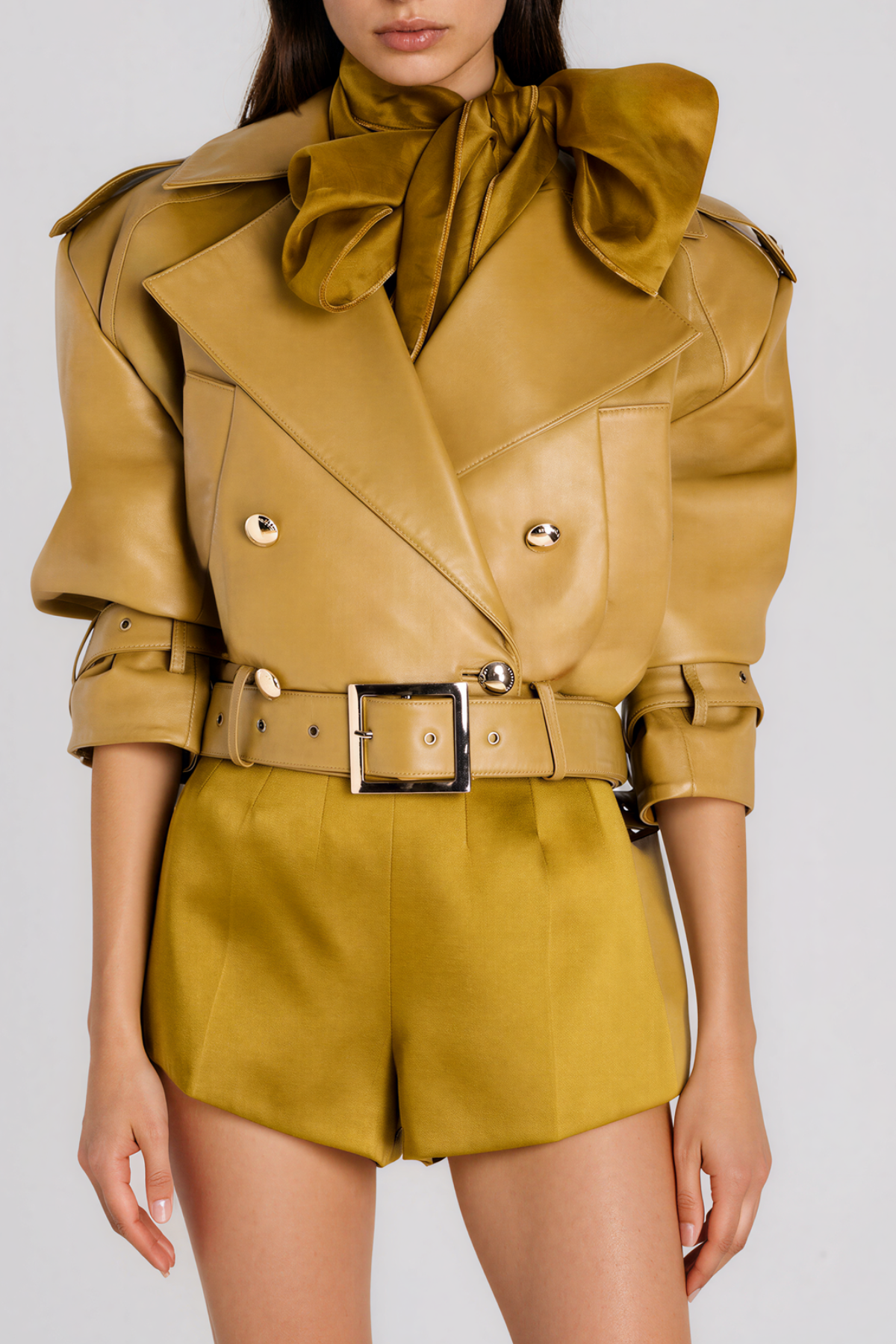 Kineks Leather Belt Trench Coat