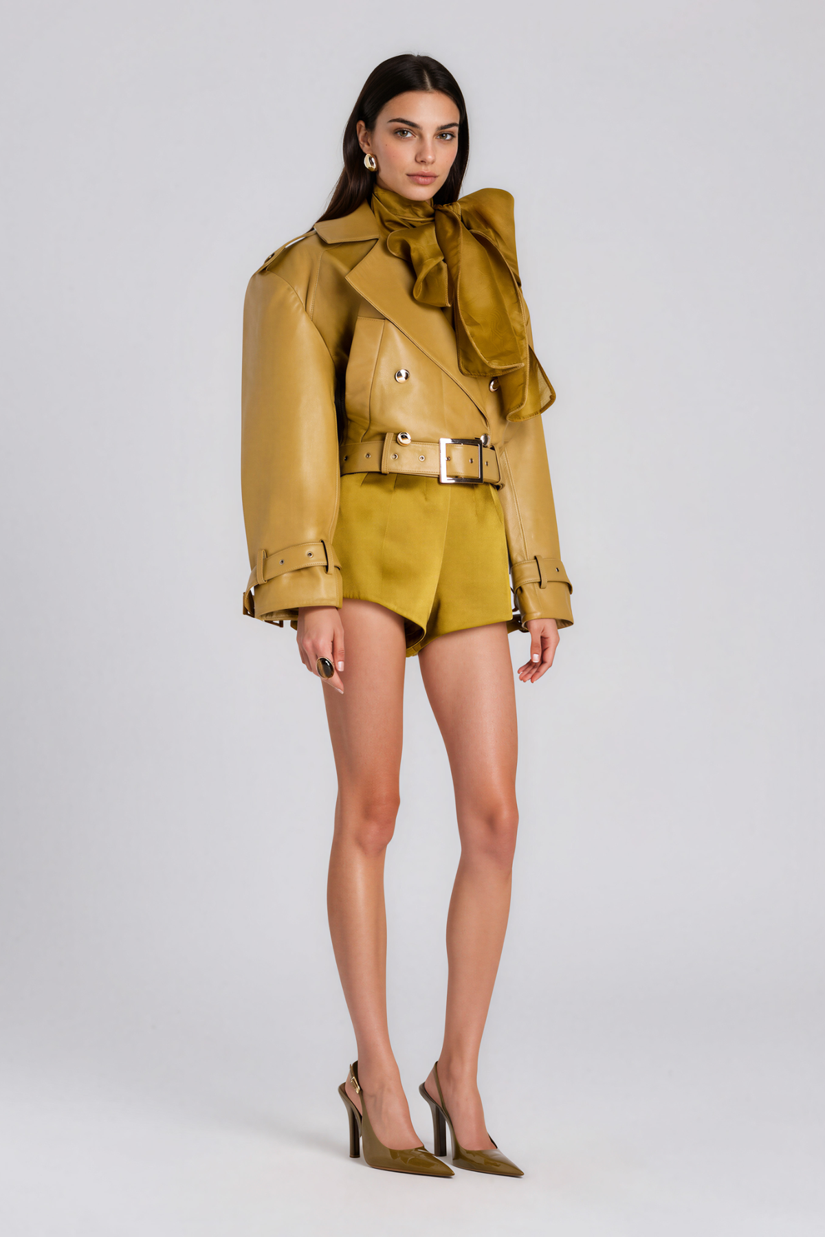 Kineks Leather Belt Trench Coat