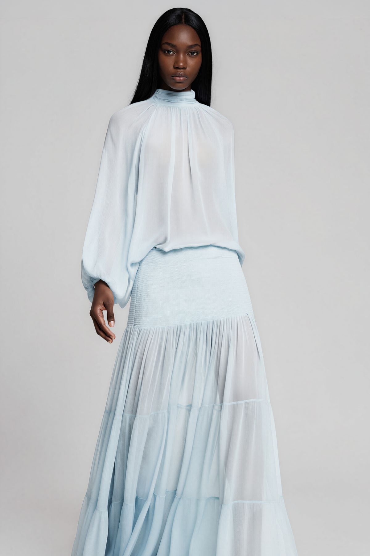 Kinsley Balloon Sleeve Mesh Skirt Set