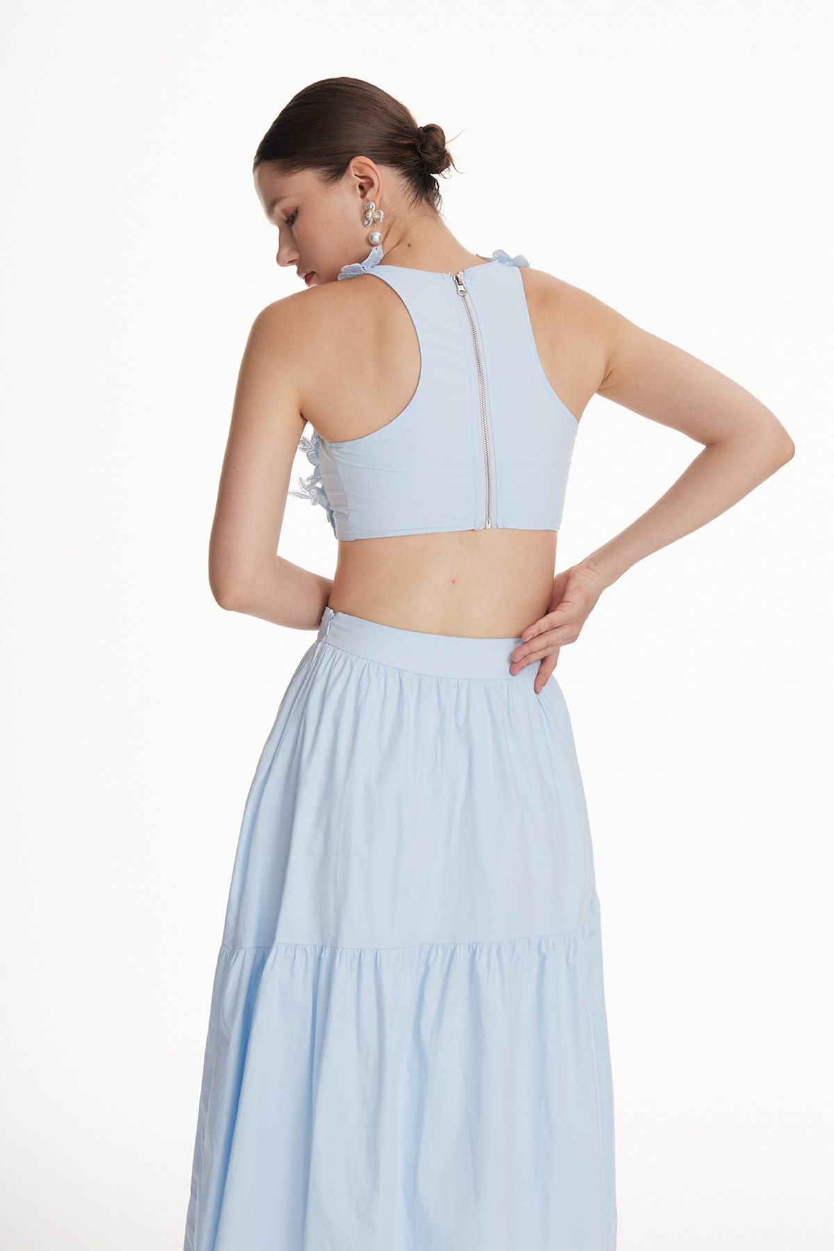 Kira Crop Flower Skirt Set