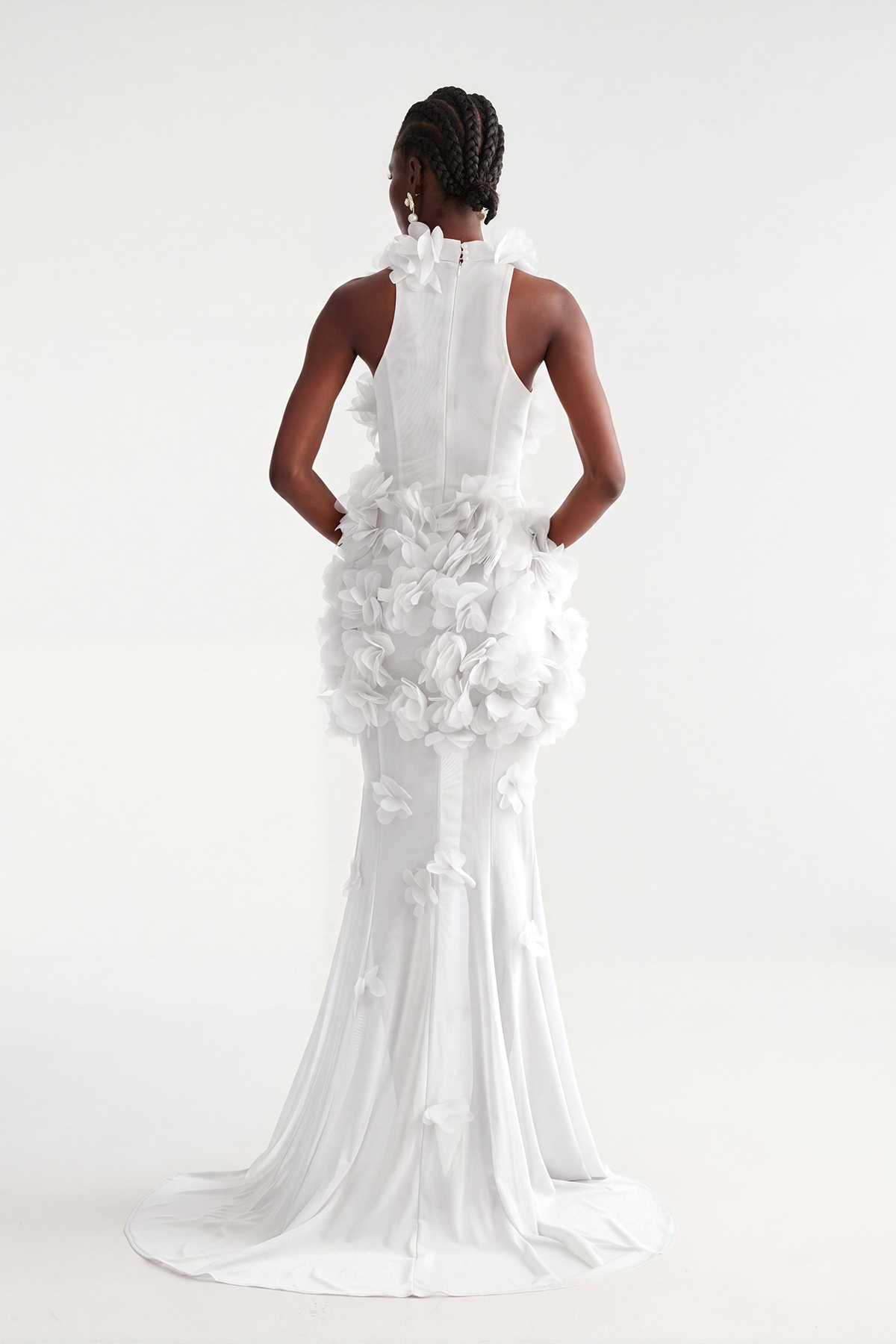 Kira Flower High Split Mesh Maxi Dress
