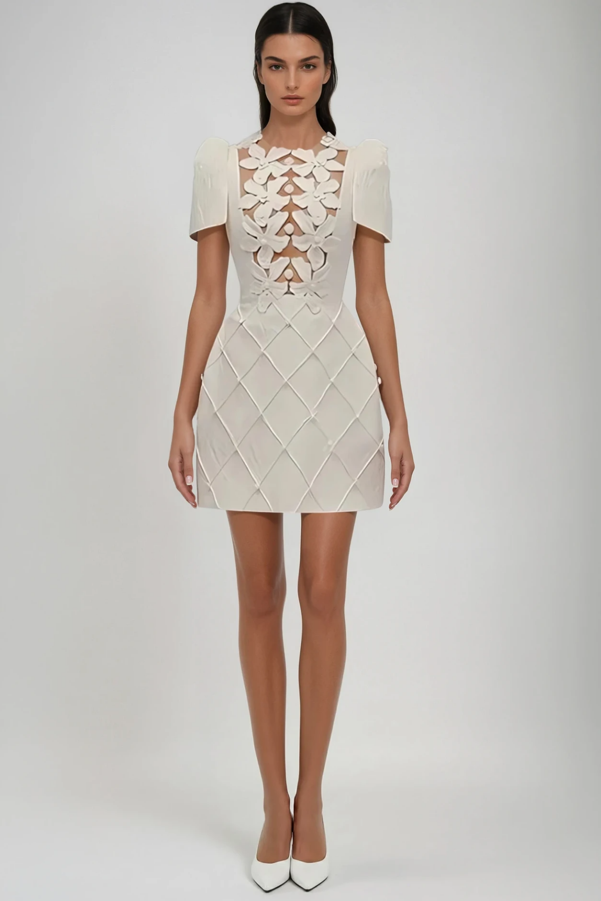 Kira Flower Mesh Mini Dress