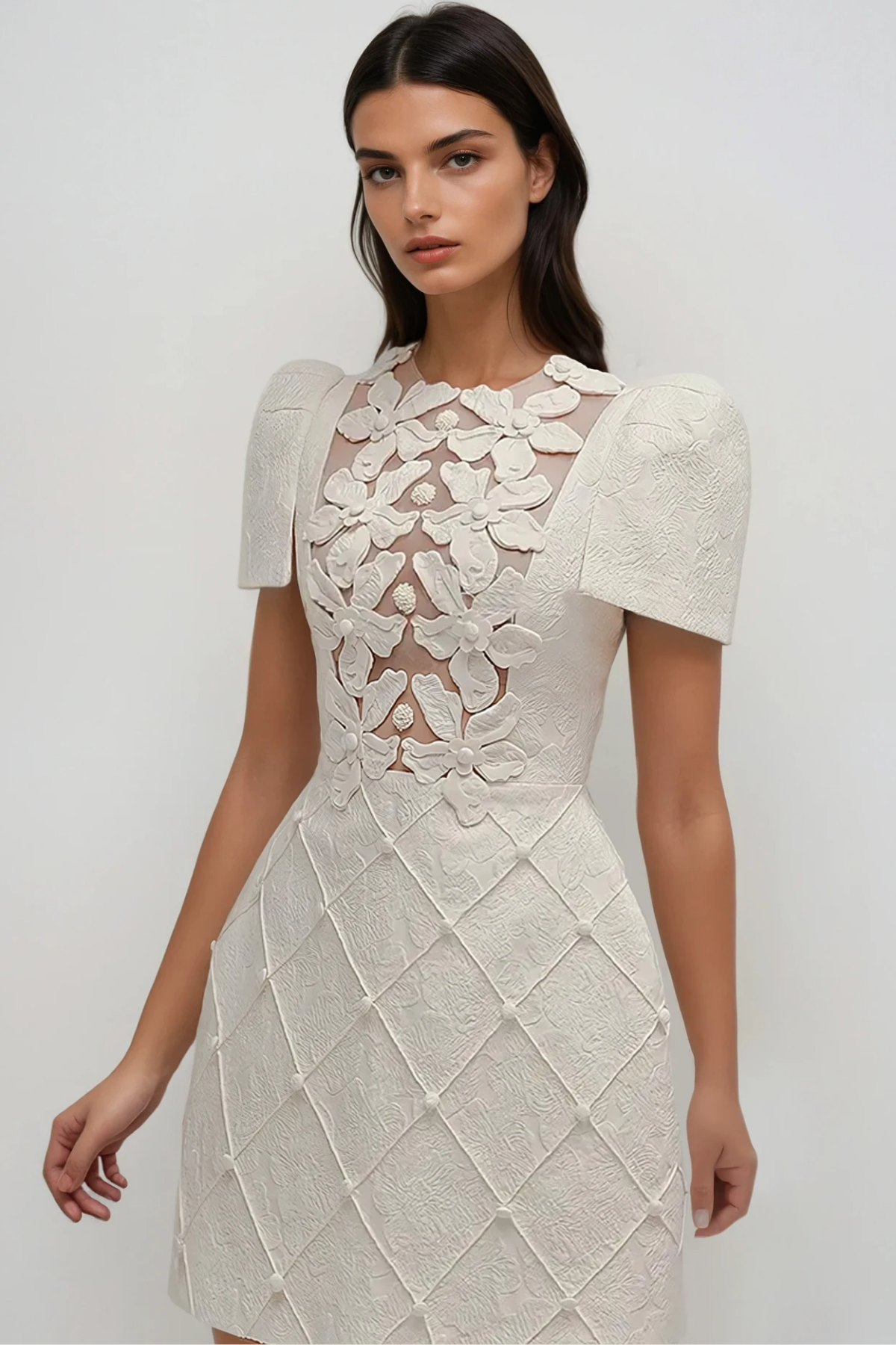 Kira Flower Mesh Mini Dress