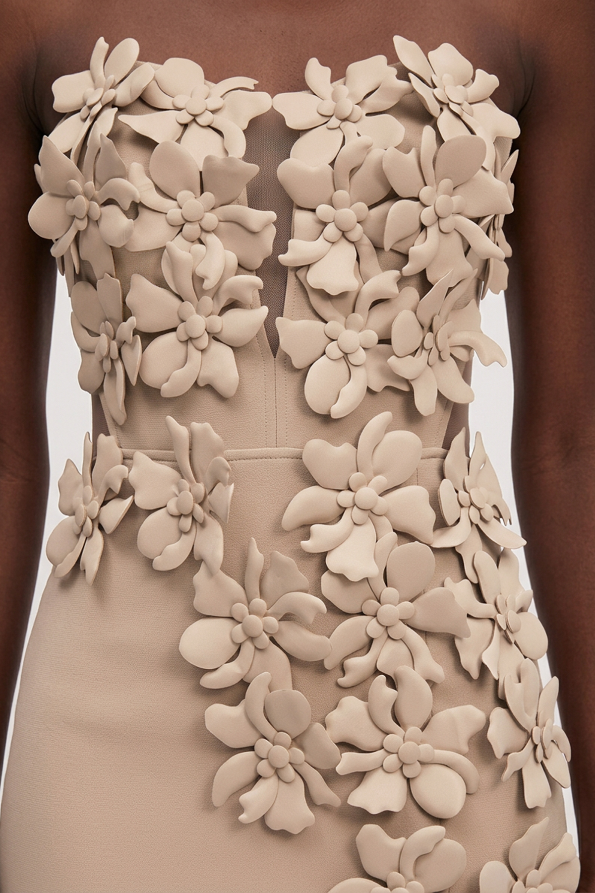 Kira Halter Neck Flower Split Maxi Dress In Apricot