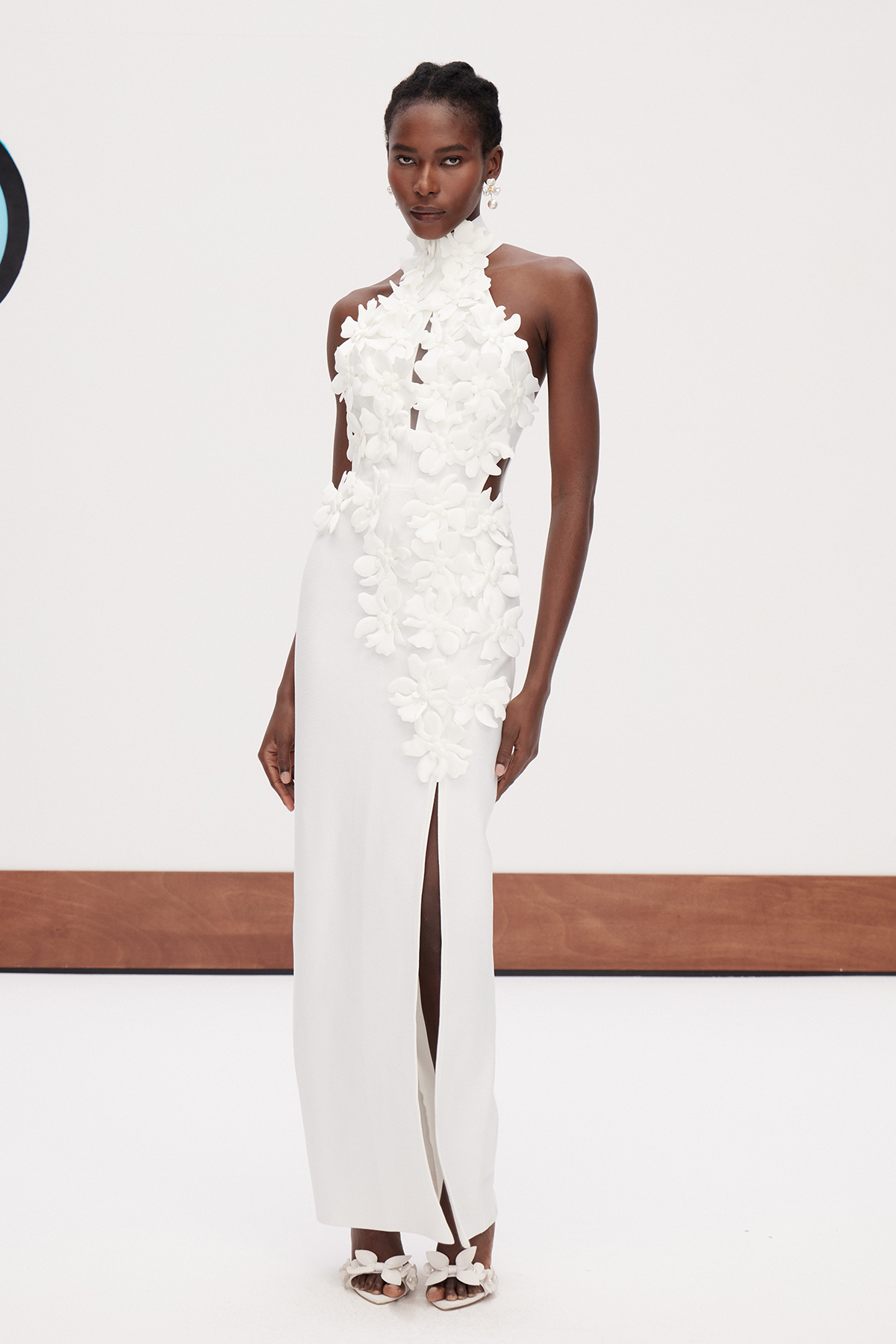 Kira Halter Neck Flower Split Maxi Dress