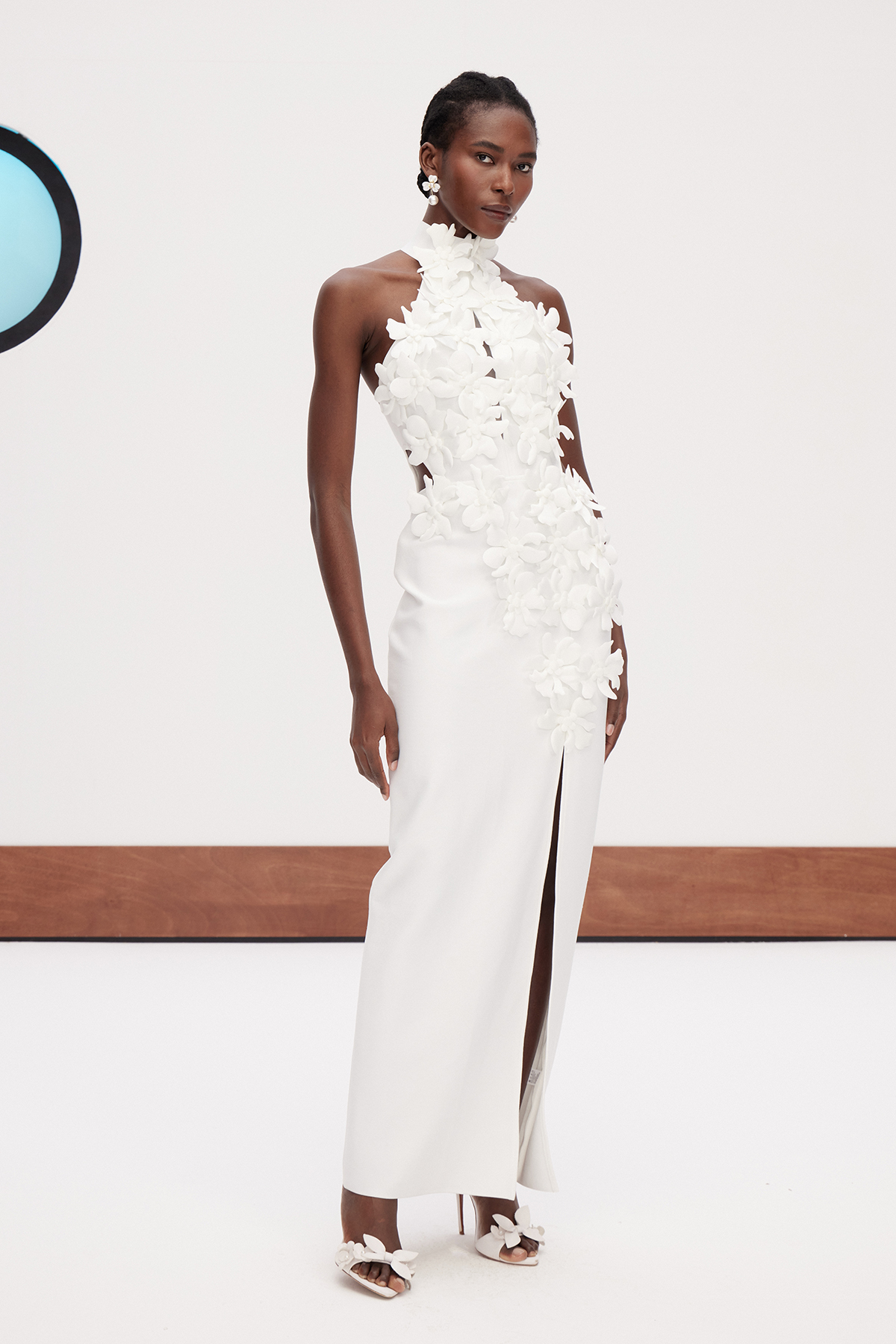 Kira Halter Neck Flower Split Maxi Dress