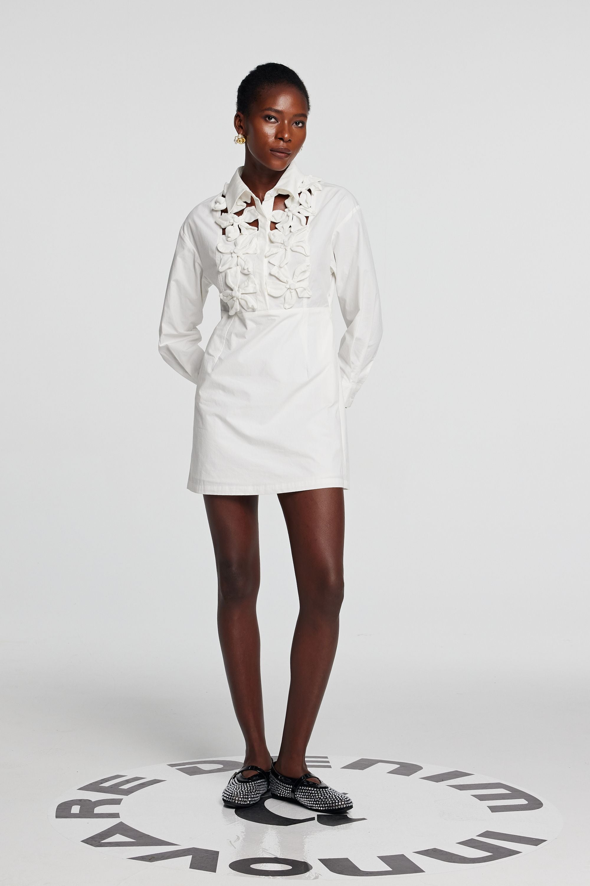 Kira Cutout Flower Long Sleeves Mini Dress