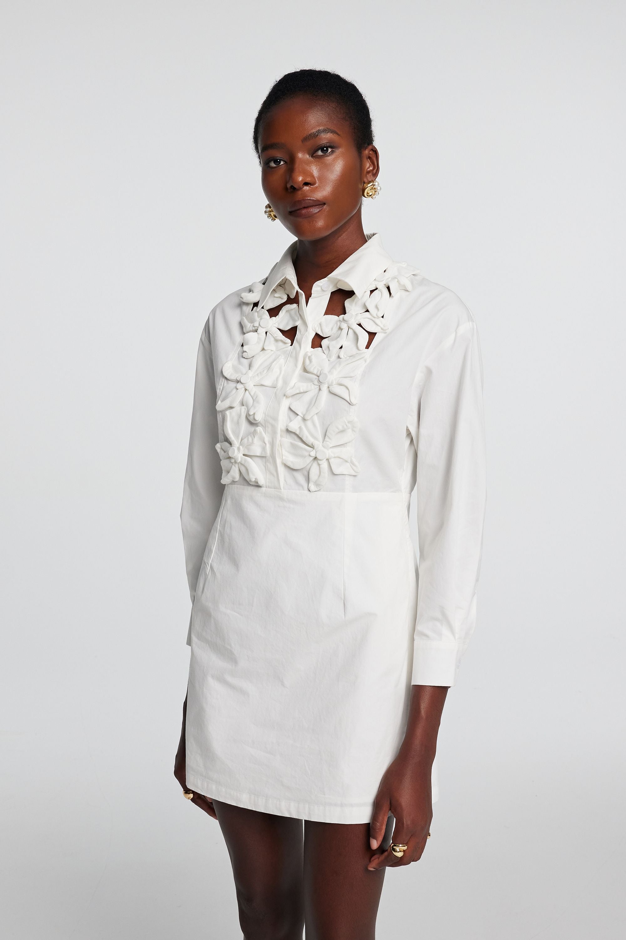 Kira Cutout Flower Long Sleeves Mini Dress