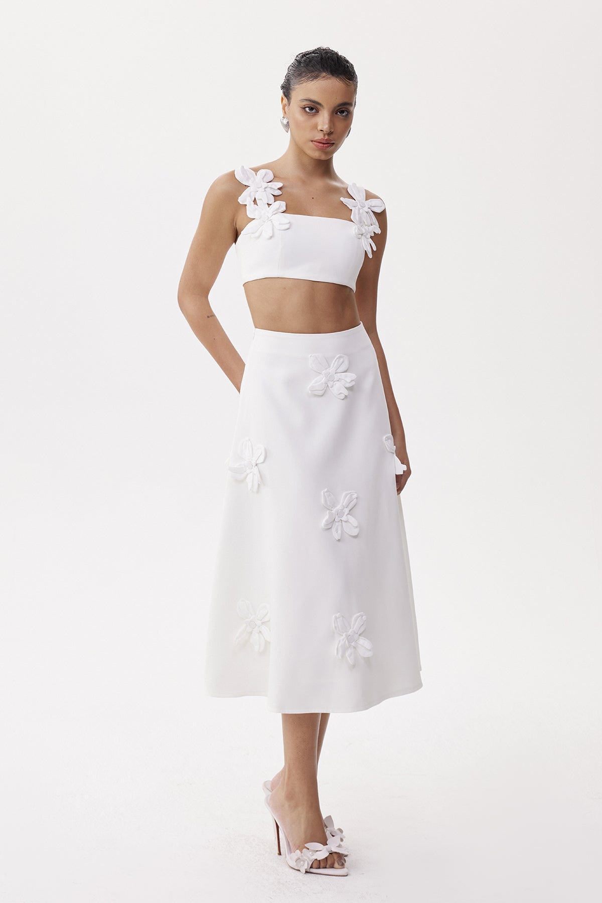 Kira Flower Crop Skirt Set