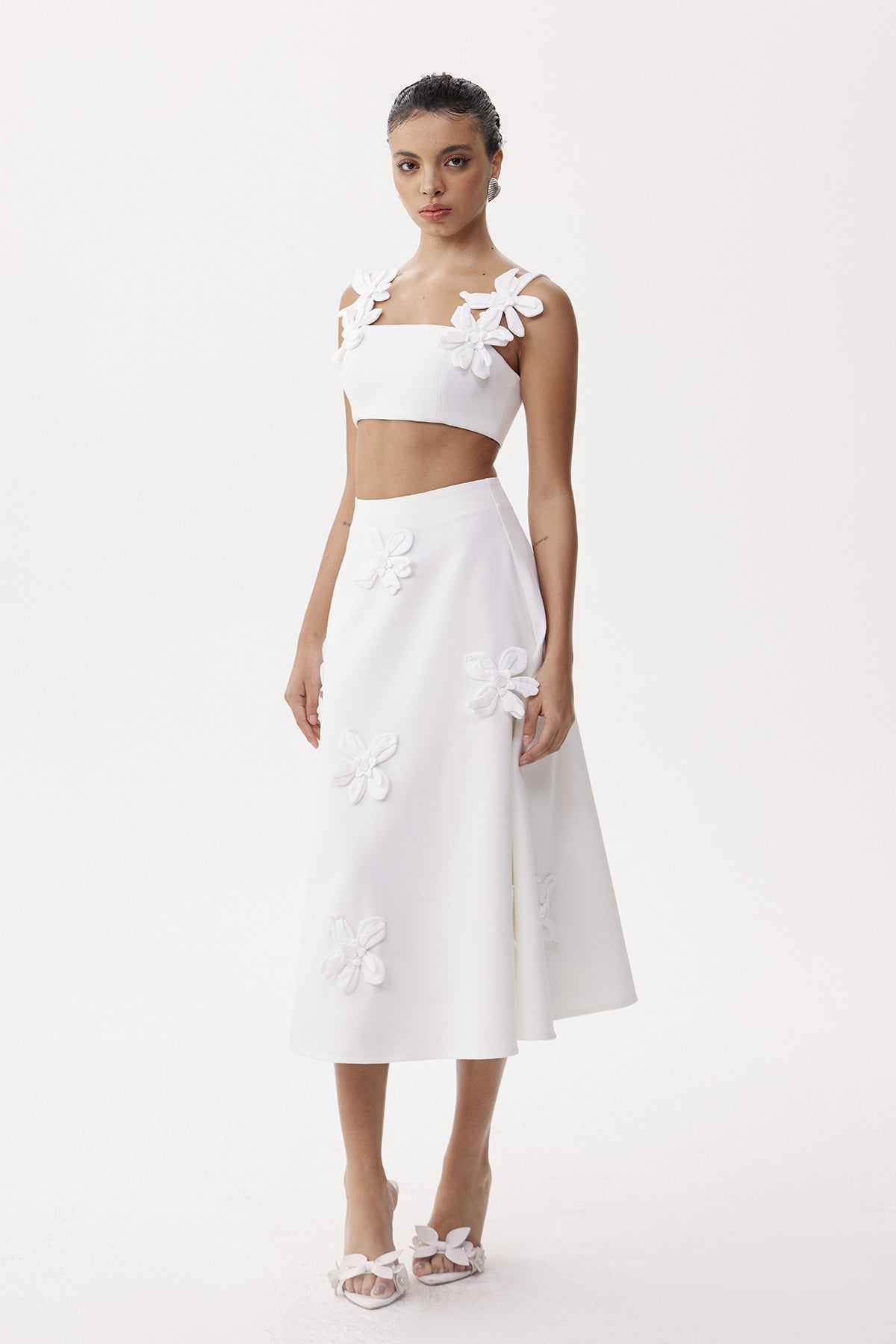 Kira Flower Crop Skirt Set