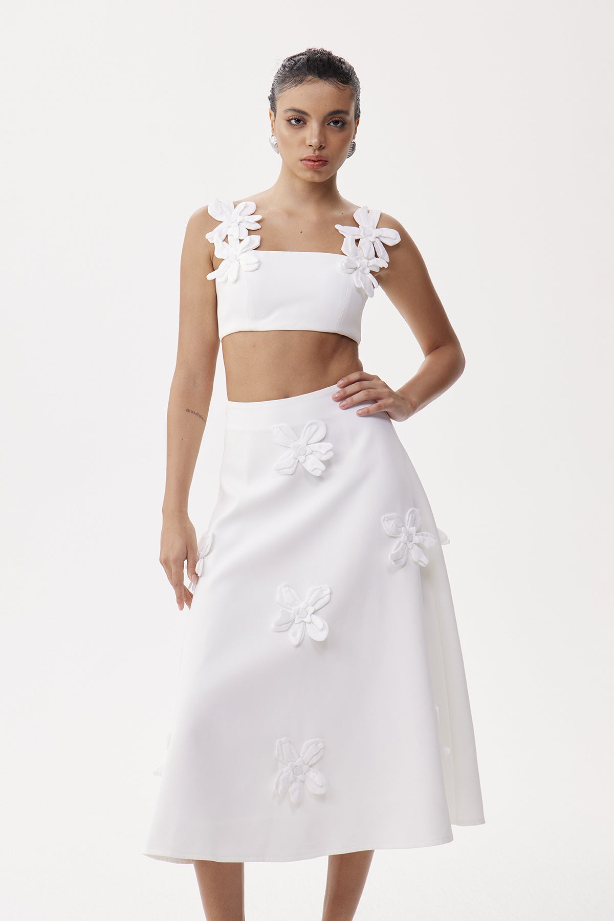 Kira Flower Crop Skirt Set