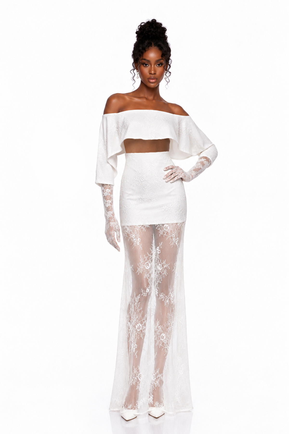 Kiri Off Shoulder Lace Skirt Set