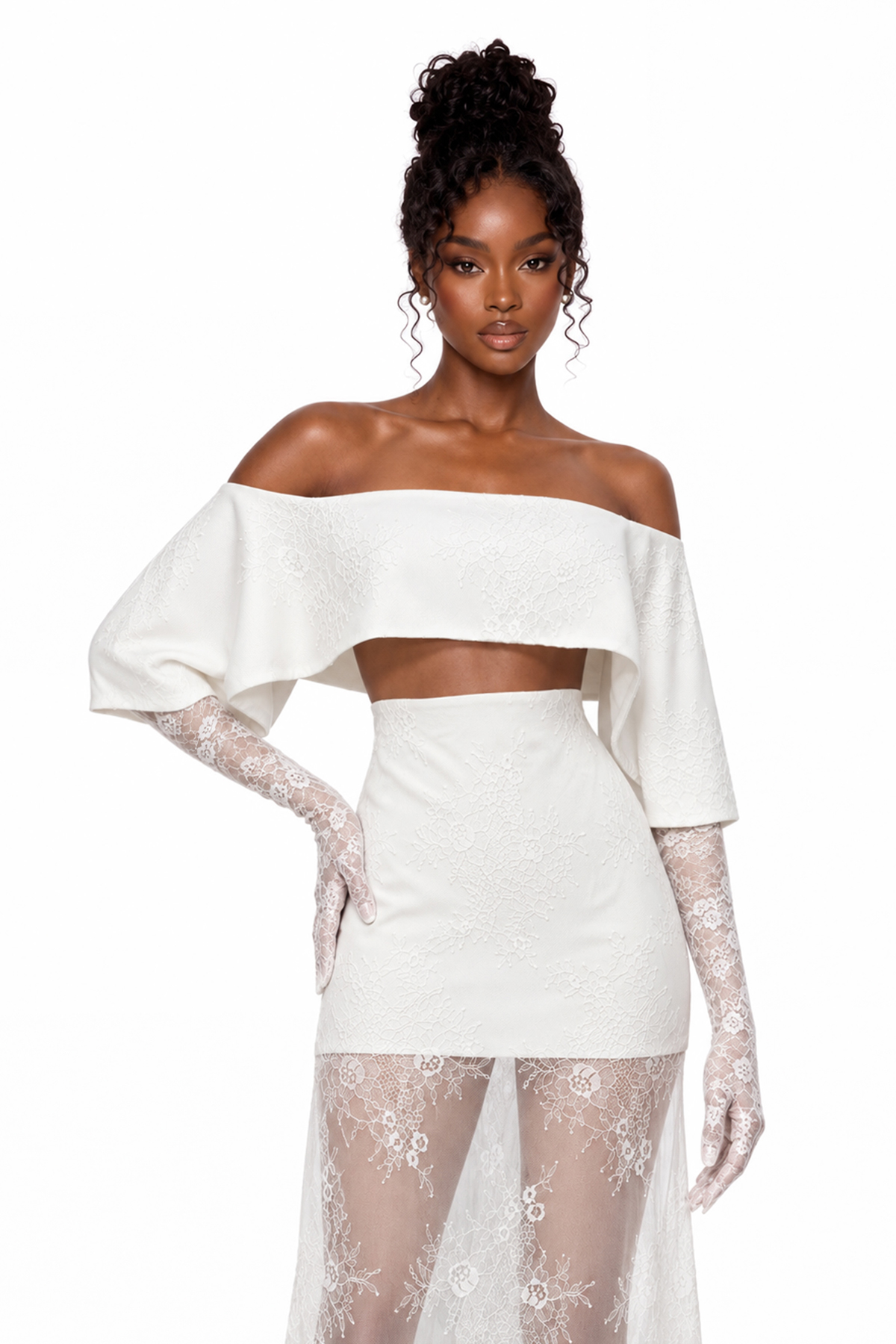Kiri Off Shoulder Lace Skirt Set