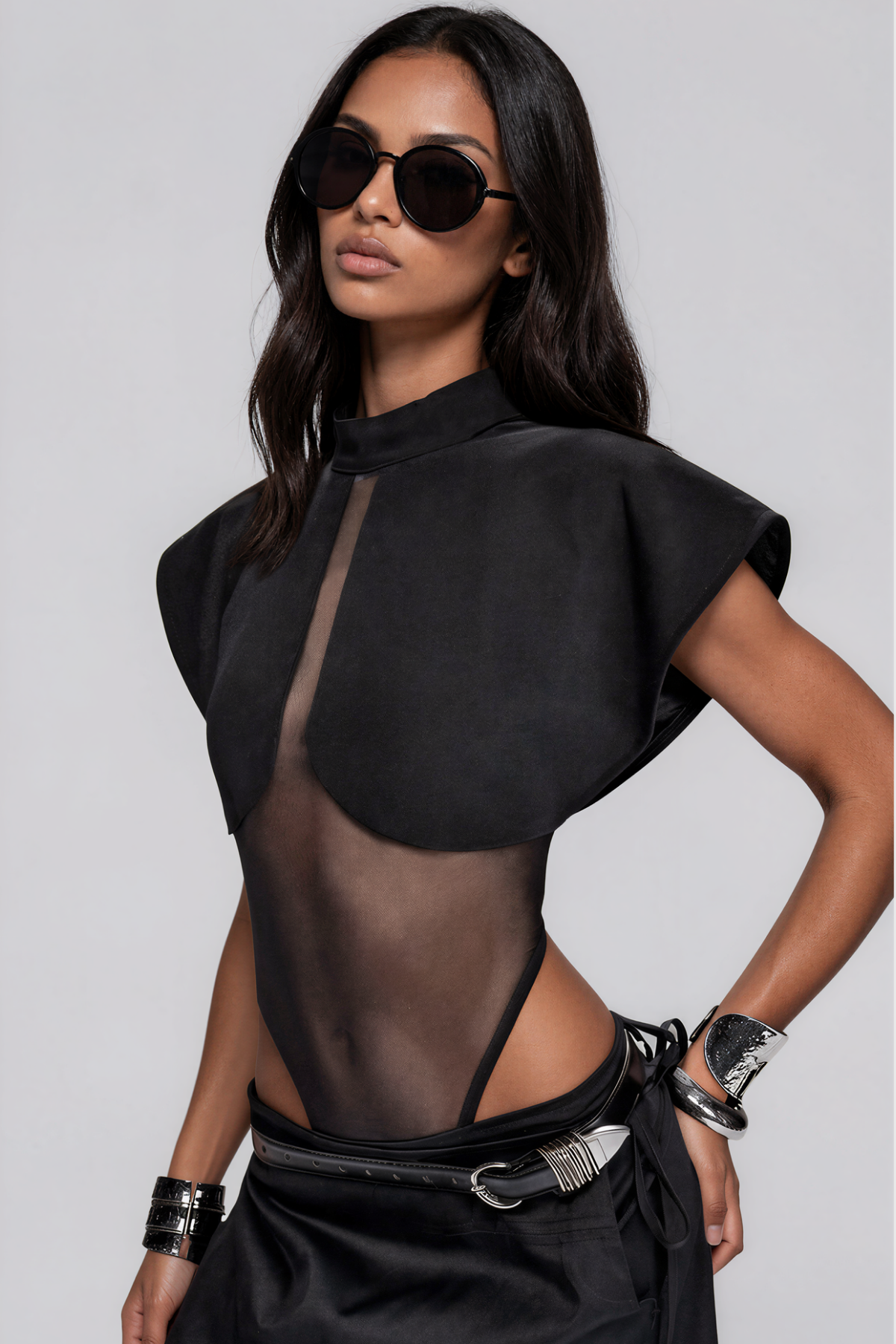 Kirill High Neck Mesh Bodysuit