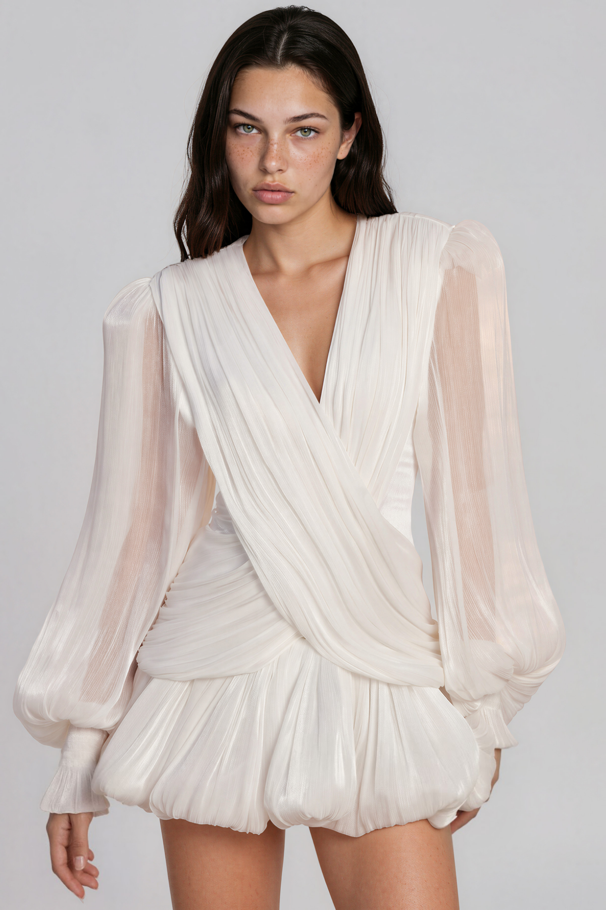 Kirk Draped Glossy Satin Mini Dress
