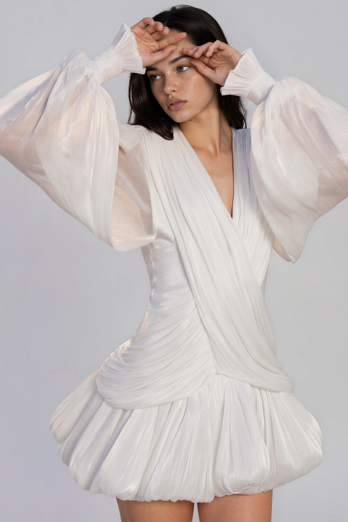 Kirk Draped Glossy Satin Mini Dress