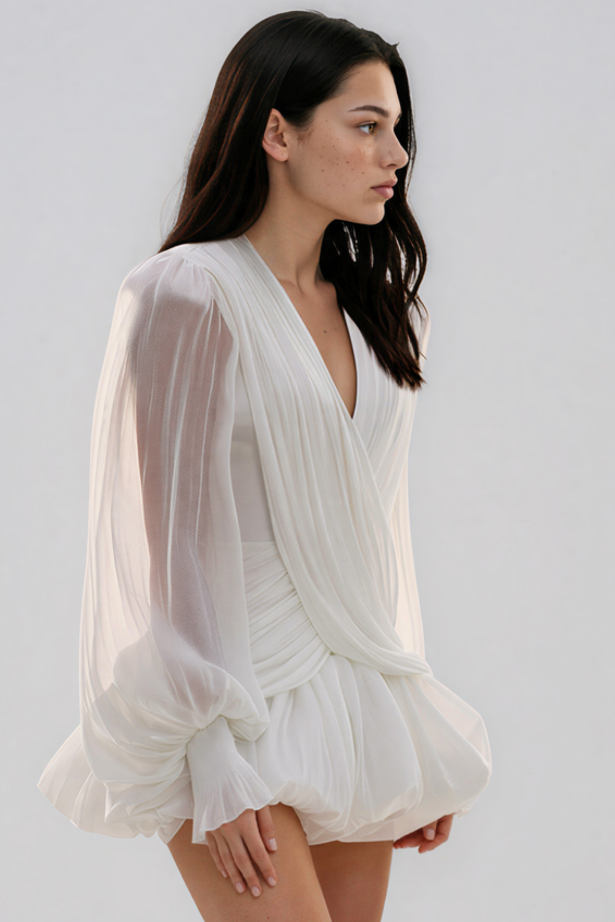 Kirk Draped Glossy Satin Mini Dress