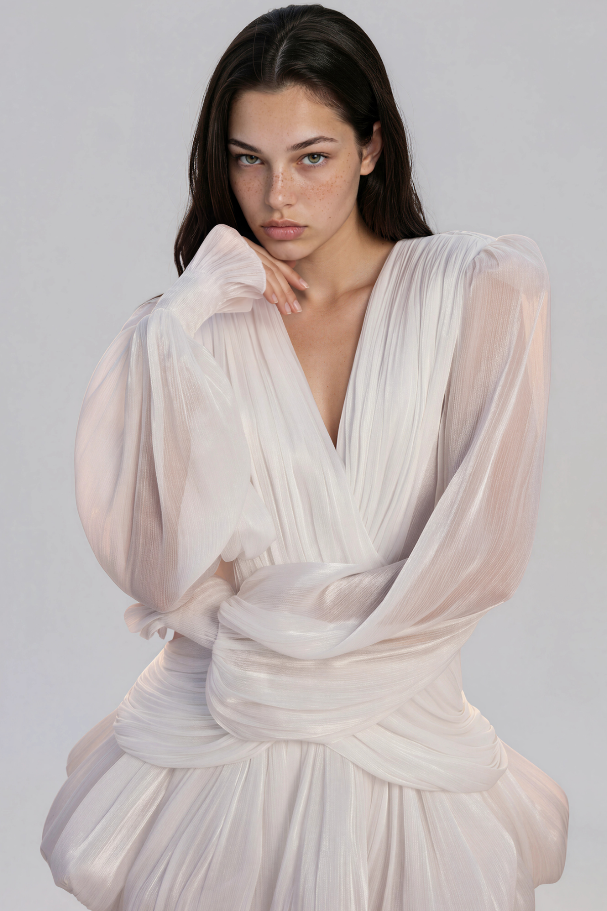 Kirk Draped Glossy Satin Mini Dress